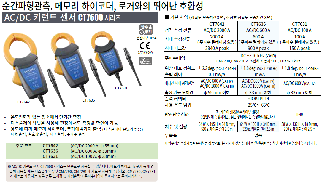 HIOKI 히오키 CT7631 AC/DC 커런트 센서 – 굿맨시스템 ()