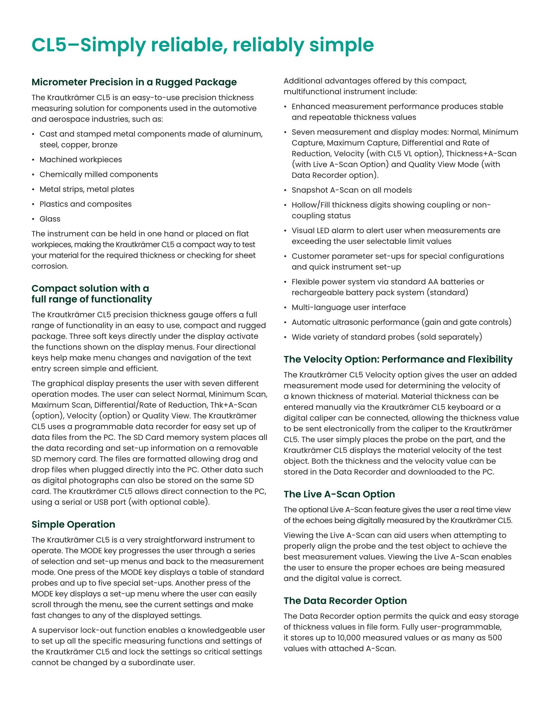 WAYGATE TECHNOLOGIES (웨이게이트 테크놀로지스) CL5 휴대용 초음파 두께 측정기 – (가격문의)