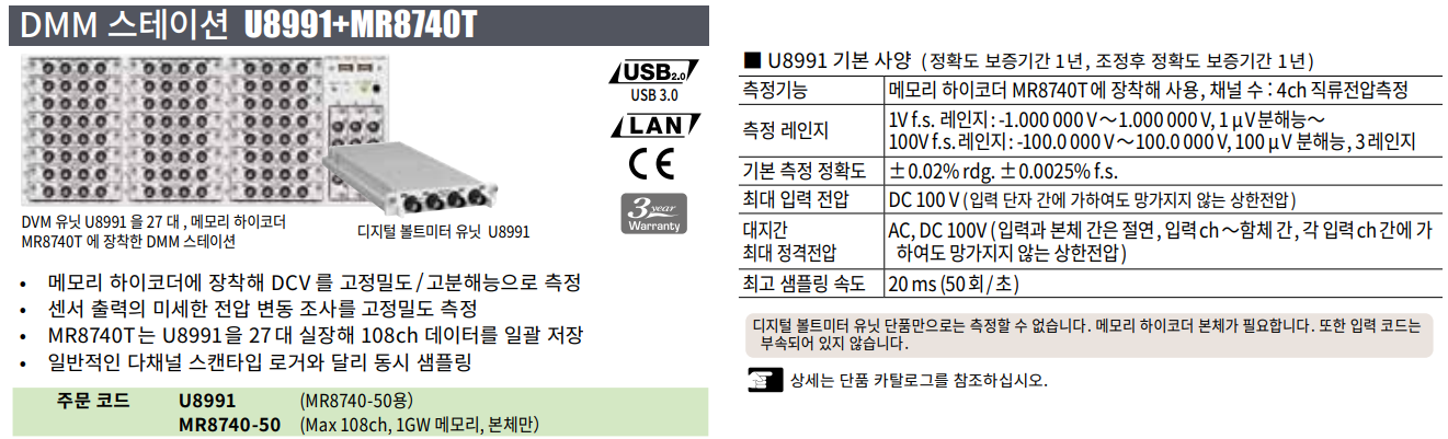 HIOKI 히오키 U8991 – 디지털 볼트미터 유닛 ()