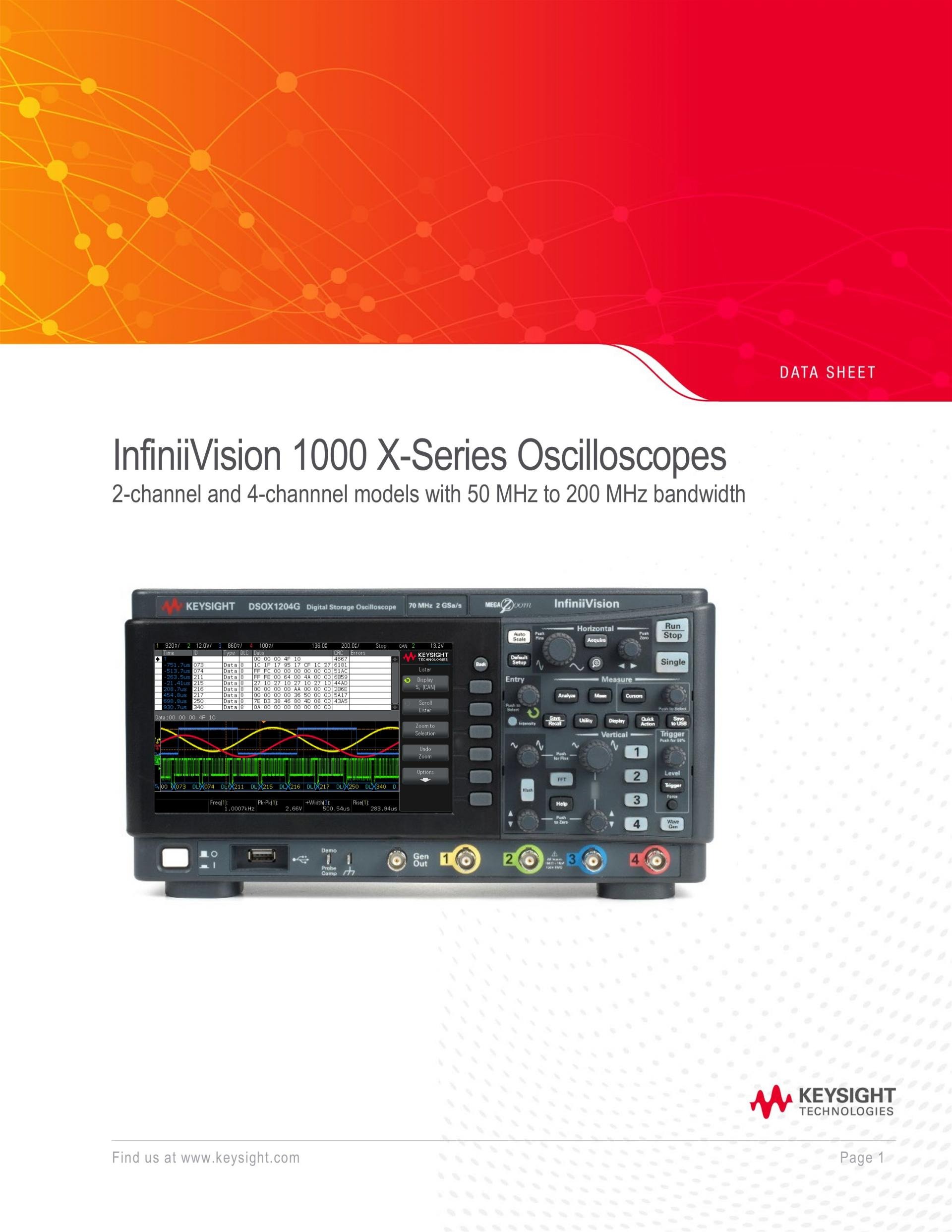 KEYSIGHT 키사이트 DSOX1202A 디지털 오실로스코프 70/100/200 MHz 2CH (가격문의)