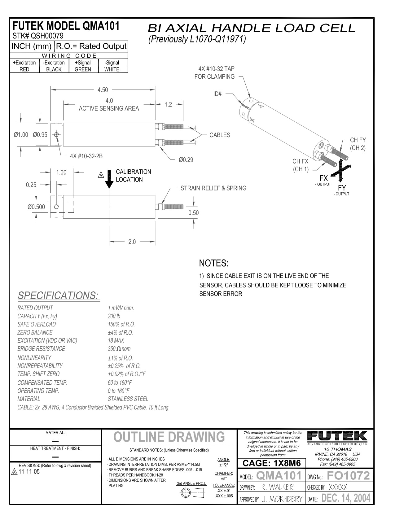 FUTEK 퓨텍 QMA101 (가격문의) Bi-Axial Handle Load Cell - QSH00079