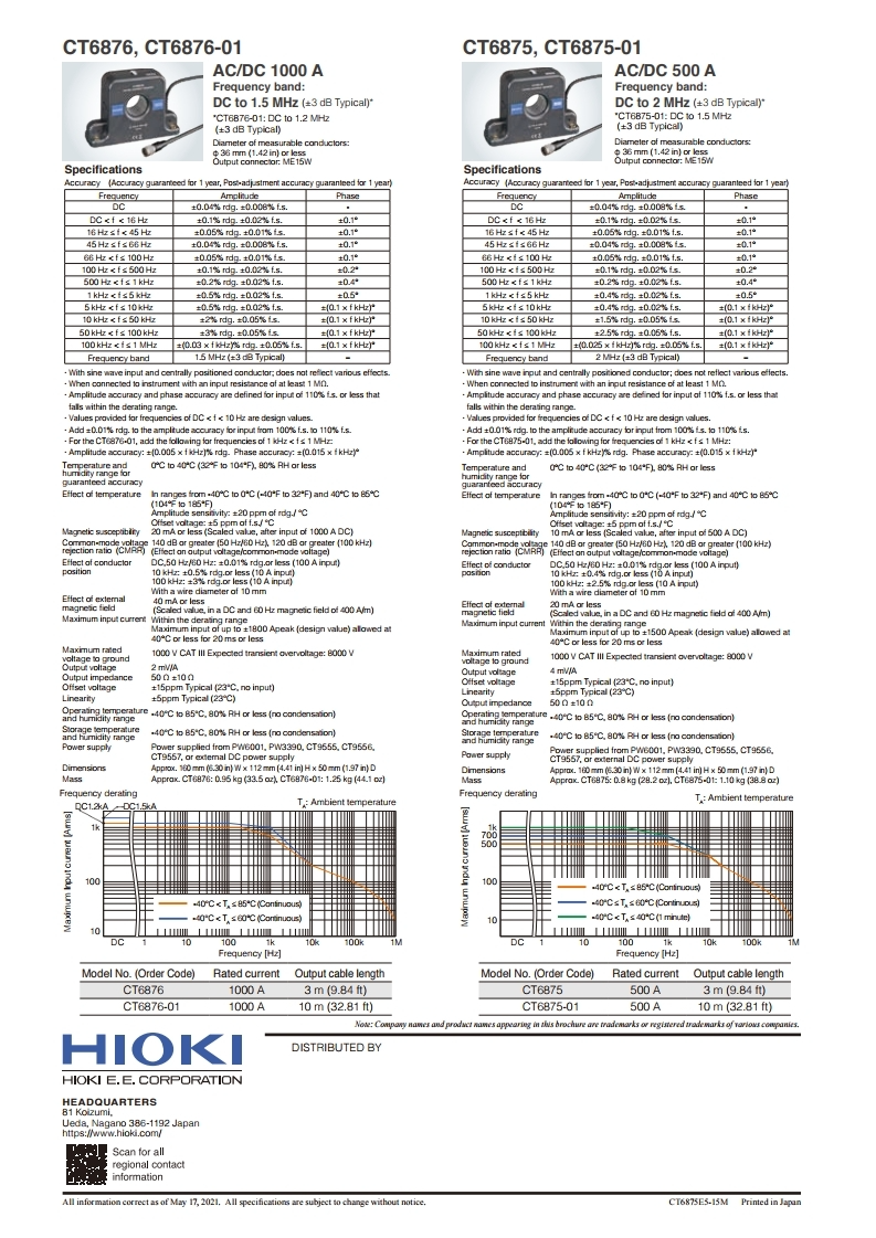 HIOKI 히오키 CT6875 AC/DC 커런트 센서 (가격문의) – 굿맨시스템
