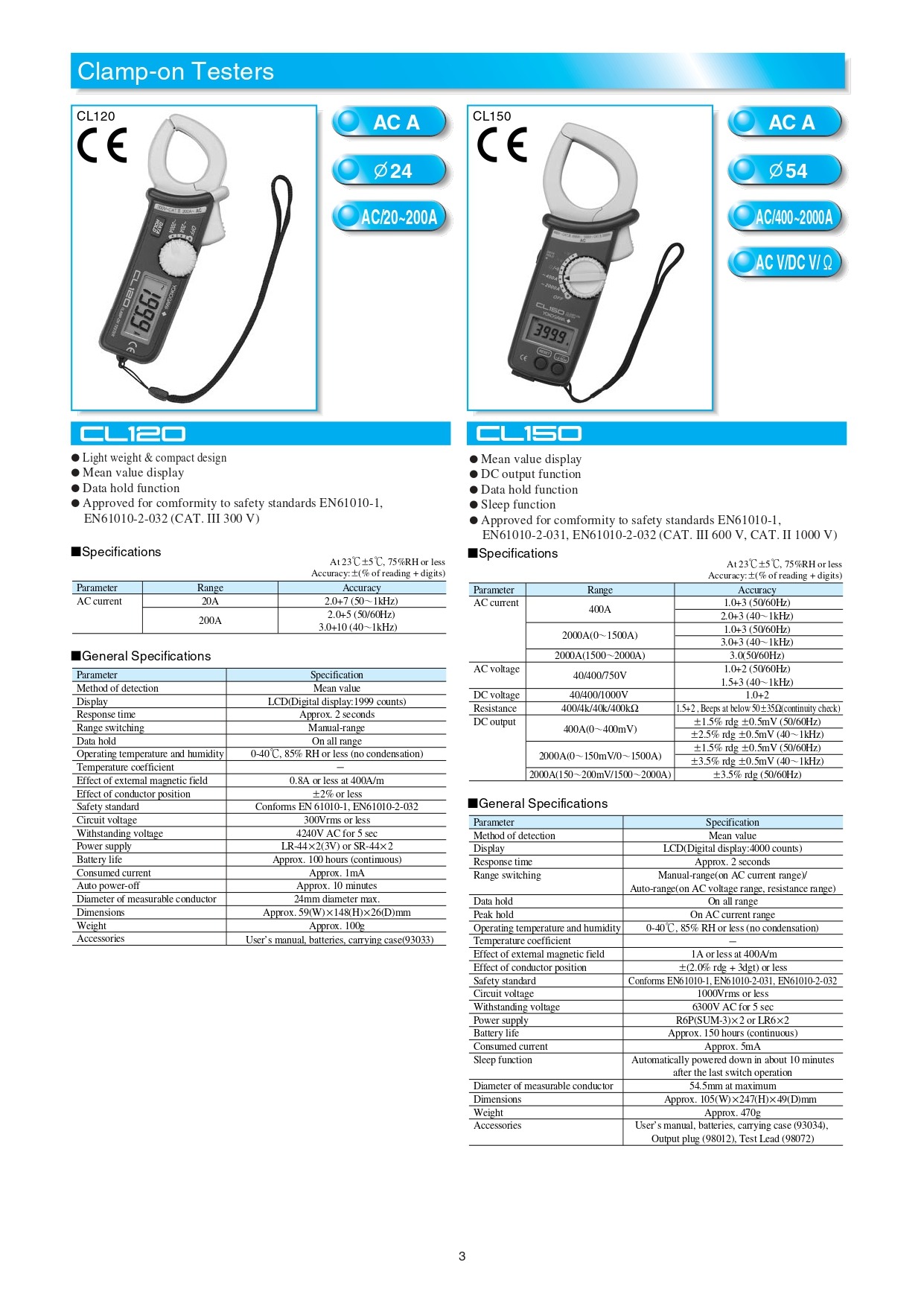 YOKOGAWA 요꼬가와 30031A, 30032A 누설 클램프 온 테스터 (가격문의)