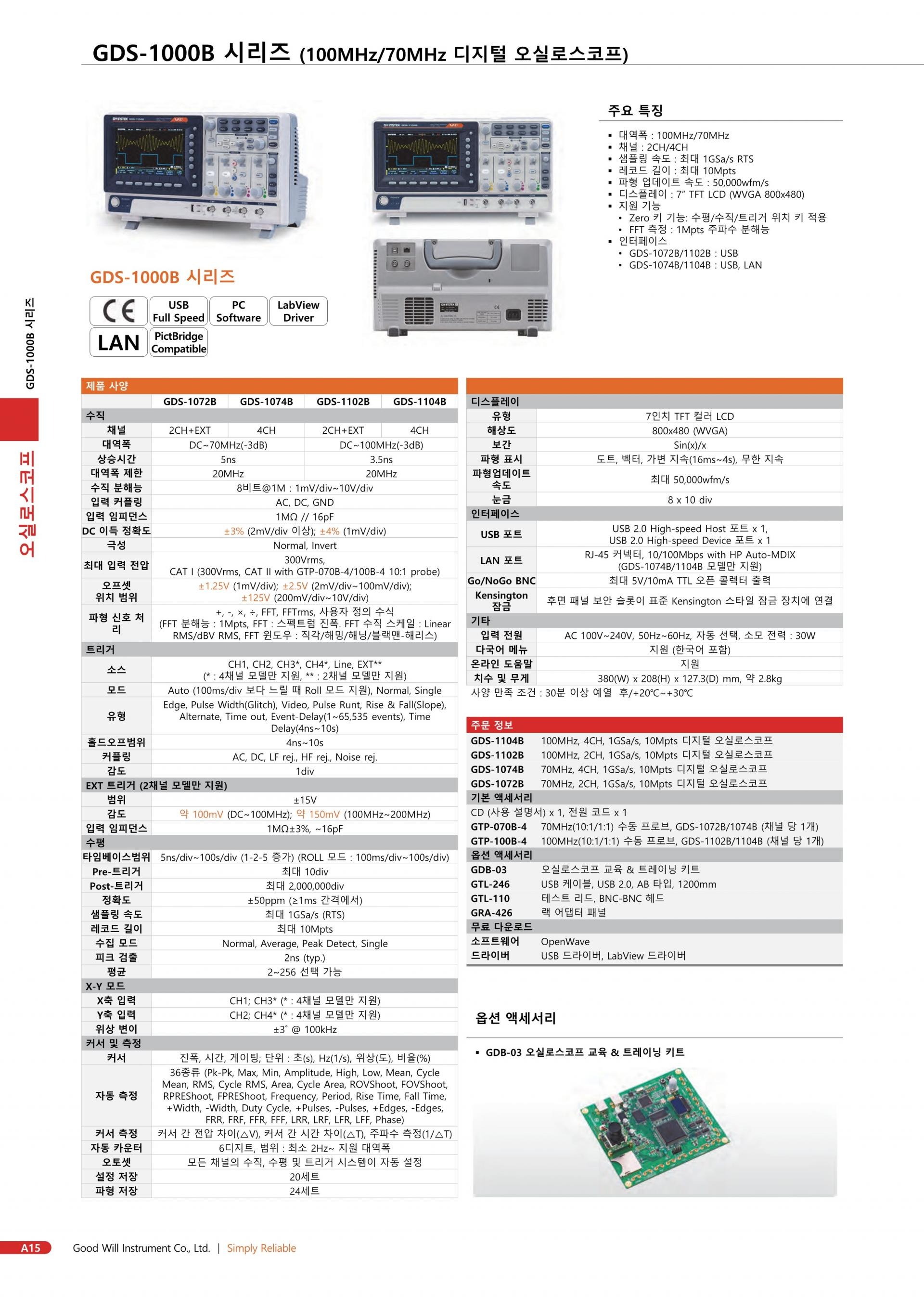 GW INSTEK 굿윌 인스텍 굿윌인스텍 GDS-1074B 디지털 오실로스코프 – 굿맨시스템 (가격문의)