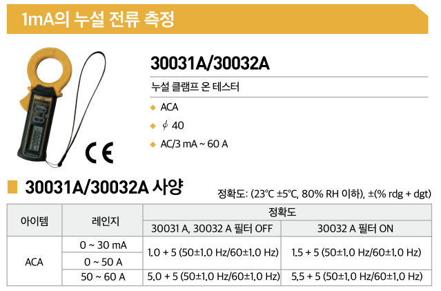 YOKOGAWA 요꼬가와 30031A, 30032A 누설 클램프 온 테스터 ()