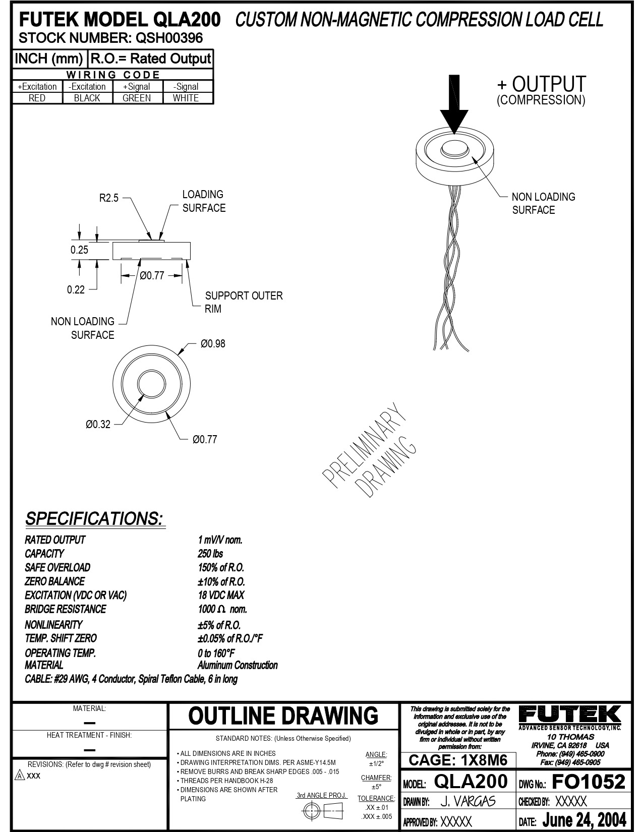 FUTEK 퓨텍 QLA200 Custom Non-Magnetic Compression Load Cell - QSH00396 – 굿맨시스템 (가격문의)