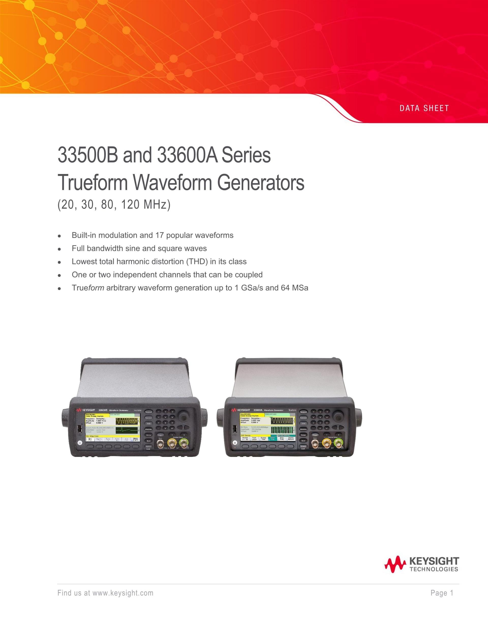 KEYSIGHT 키사이트 33509B 파형 생성기, 20 MHz, 1채널