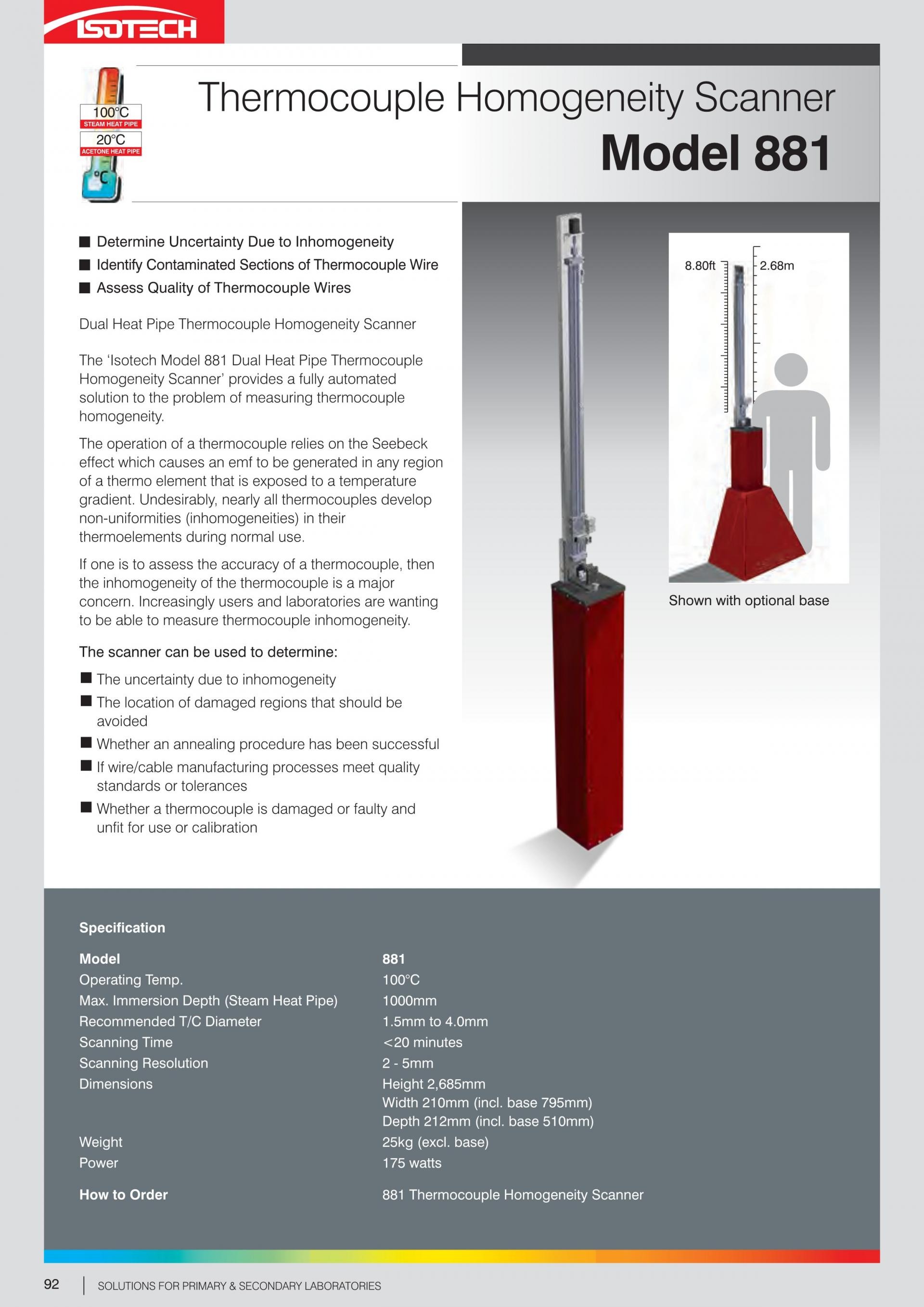 아이소텍 ISOTECH 881 THERMOCOUPLE HOMOGENEITY SCANNER ()