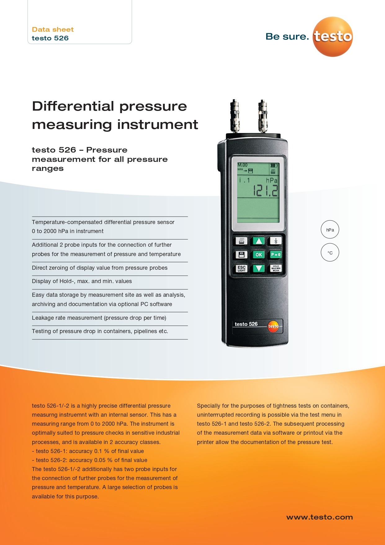 테스토 TESTO 526-2 압력계 ( 0560 5281 ) (가격문의)