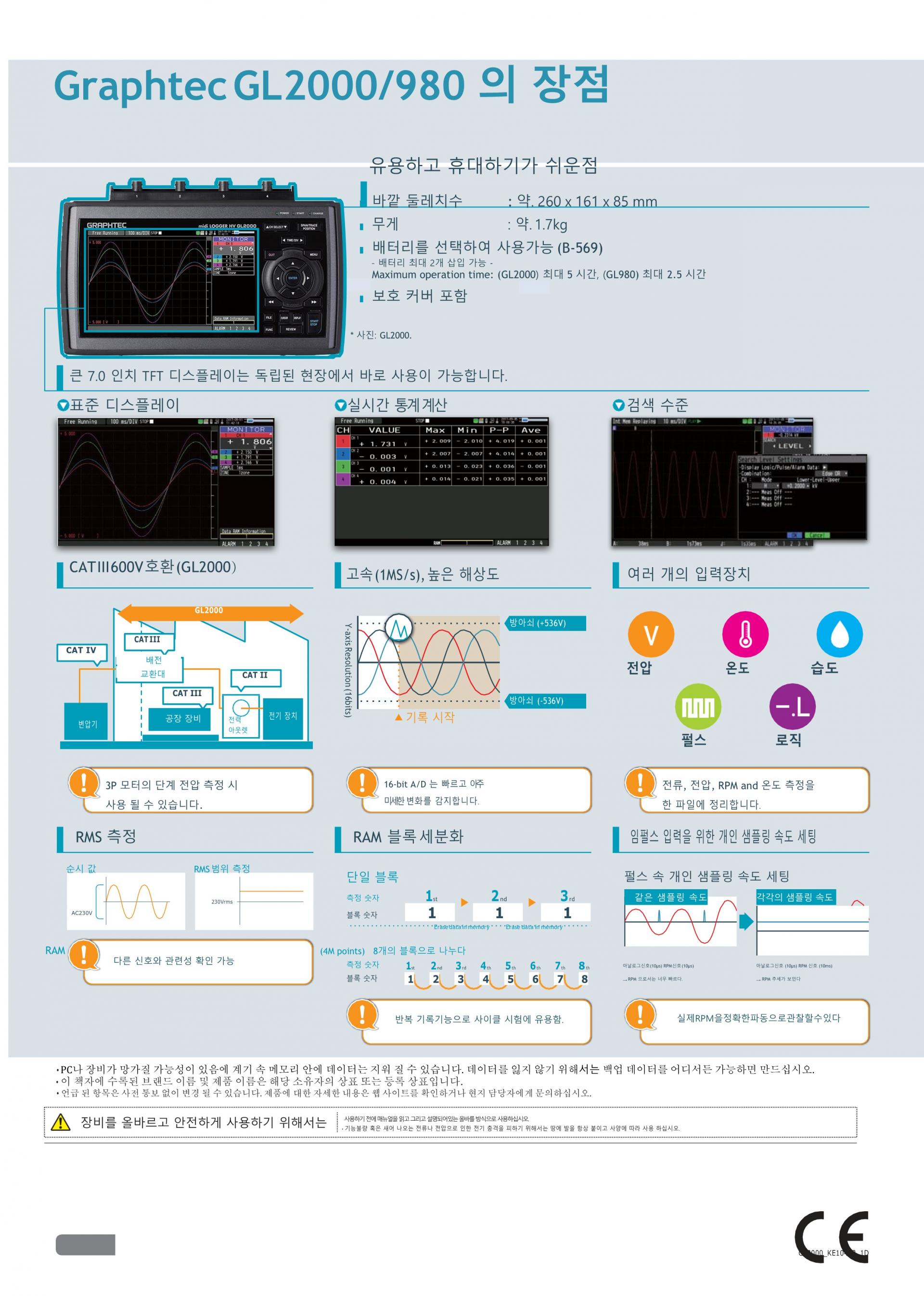 GRAPHTEC 그라프텍 GL2000 – 4채널 고속 고전압 데이터로거 - 가격문의