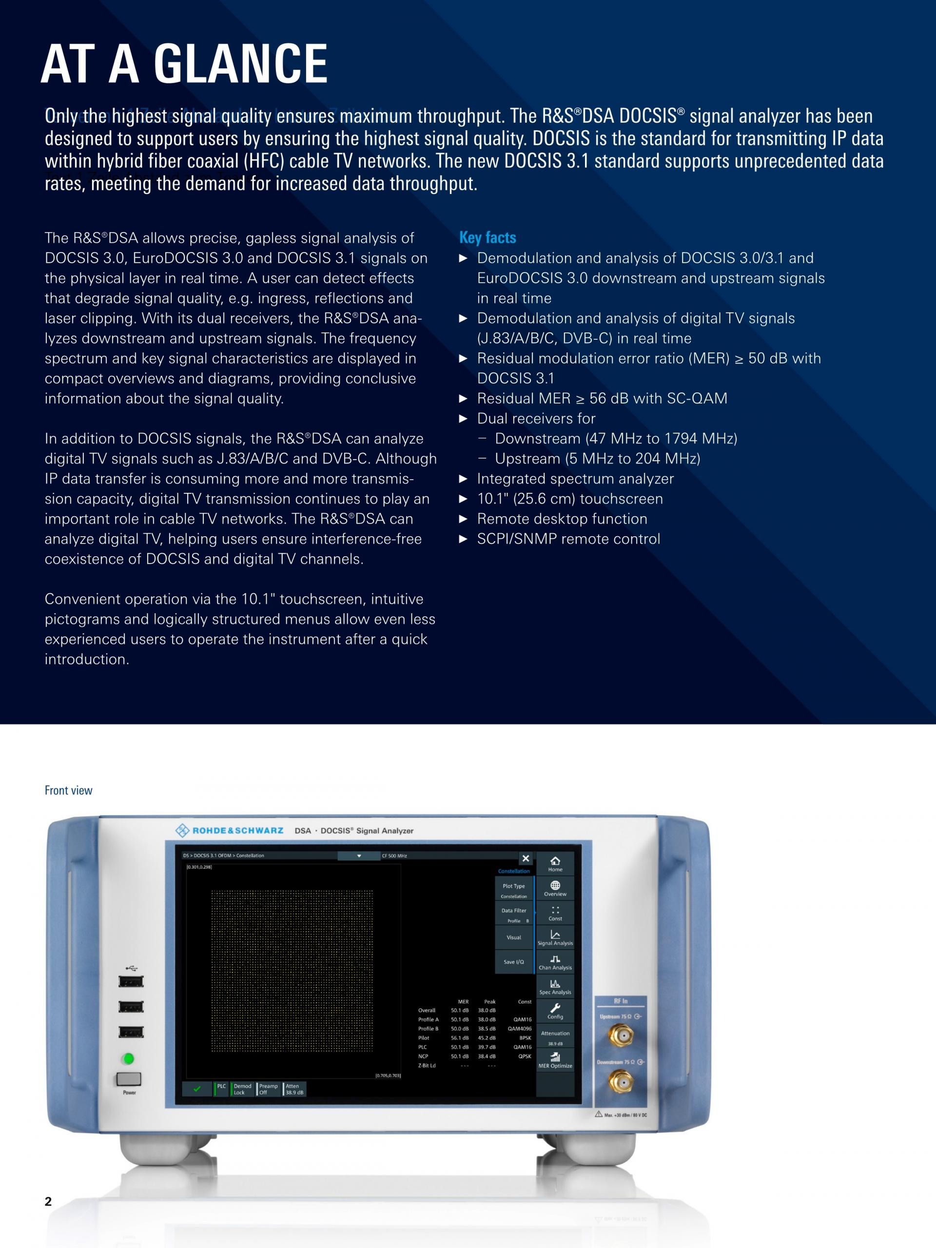 로데슈바르즈 ROHDE & SCHWARZ - DSA DOCSIS 신호 분석기 (가격문의)