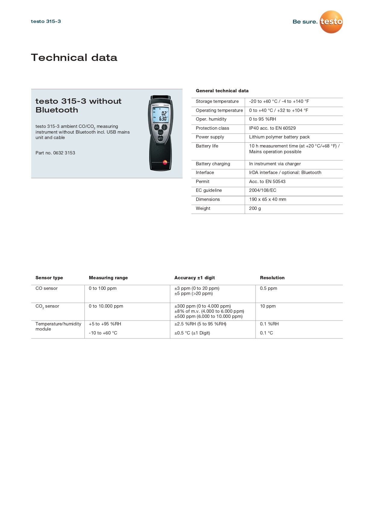 테스토 TESTO 315-3 & 315-4 CO/ CO2 측정기 (가격문의)