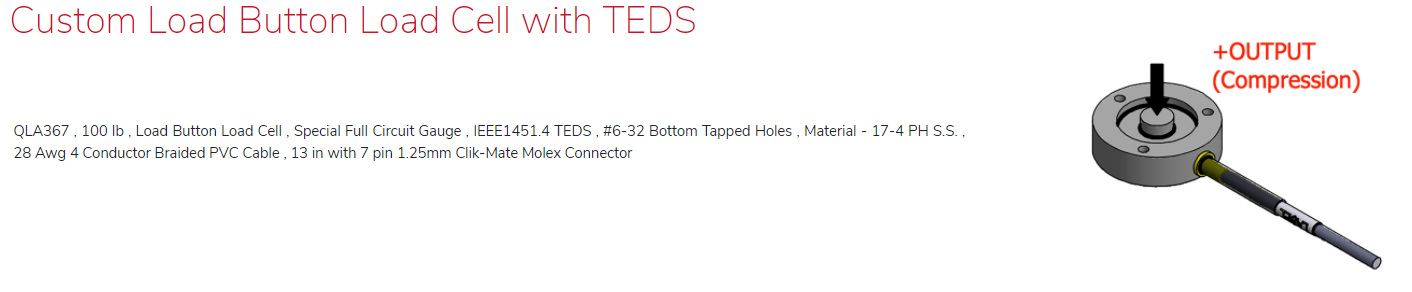 FUTEK 퓨텍 QLA367 () Custom Load Button Load Cell with TEDS - QSH01632