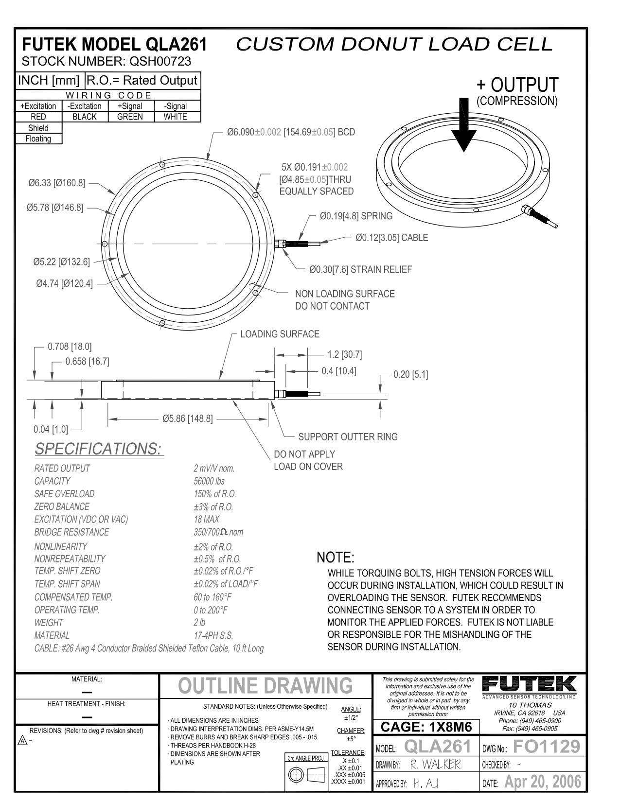 퓨텍 FUTEK QLA261 (가격문의) Custom Thru Hole/Donut Load Cell - QSH00723