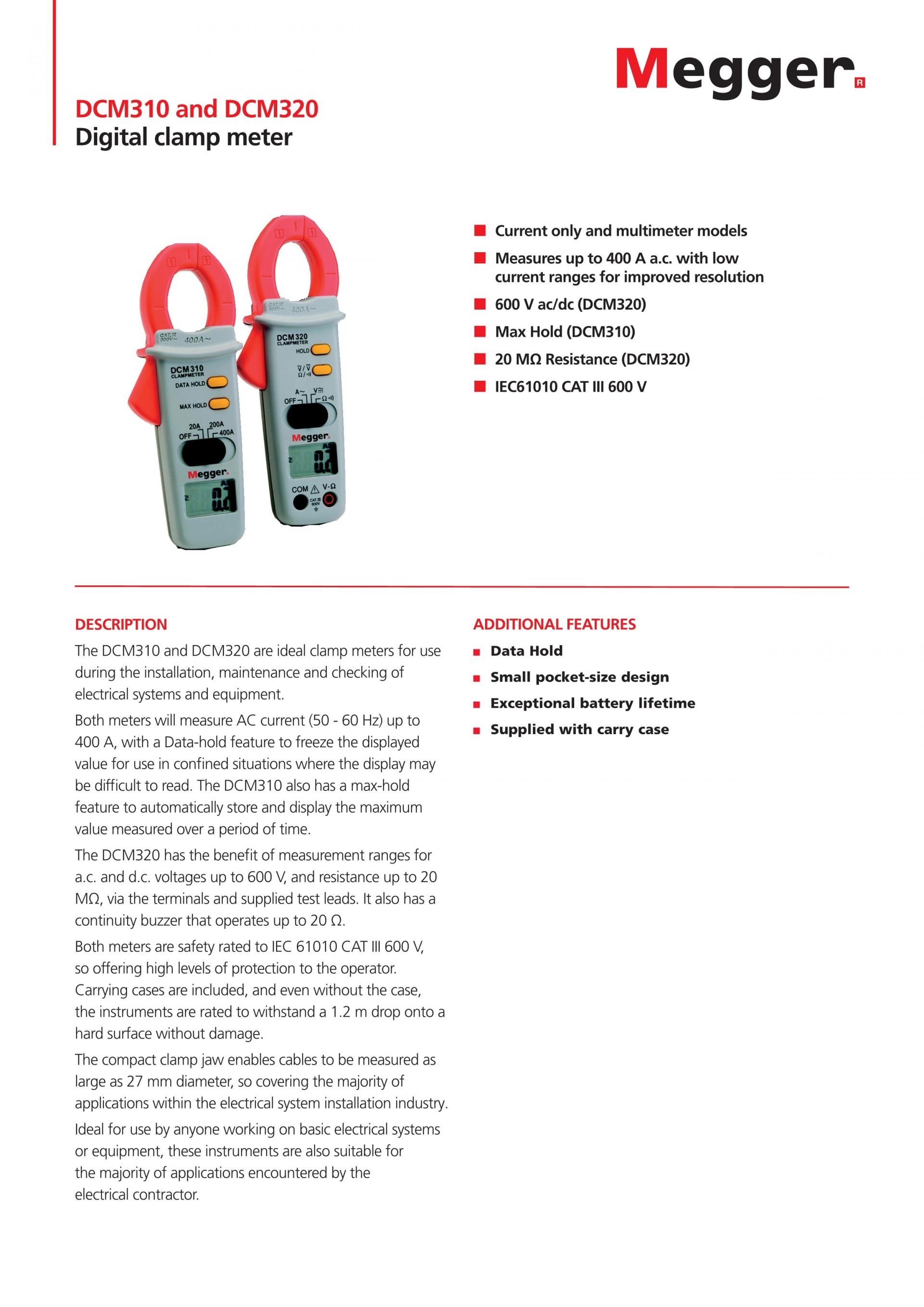 MEGGER 메거 DCM310 & DCM320 디지털 클램프미터 ()