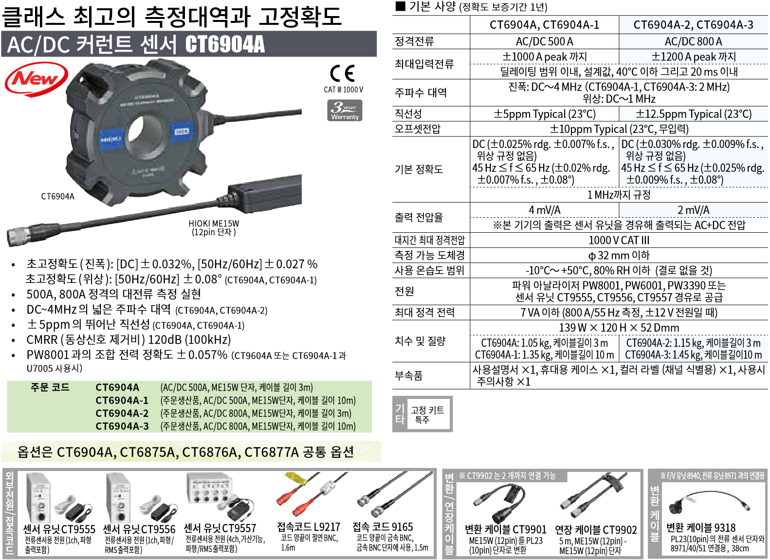 HIOKI 히오키 CT6904A & CT6904A-1 AC/DC 커런트 센서 ()