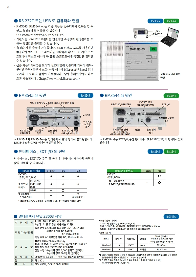 히오키 HIOKI RM3545 저항계 (가격문의)