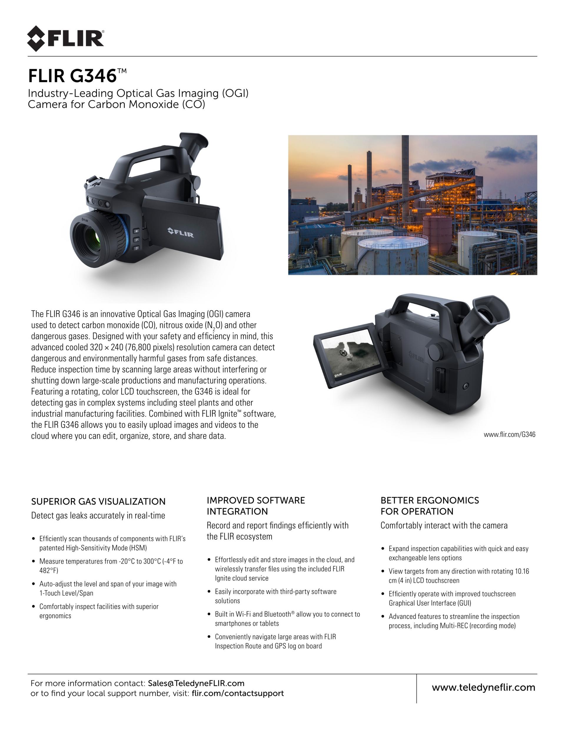 FLIR 플리어 G346 – 굿맨시스템 일산화탄소용 광학 가스 이미징 카메라 ()