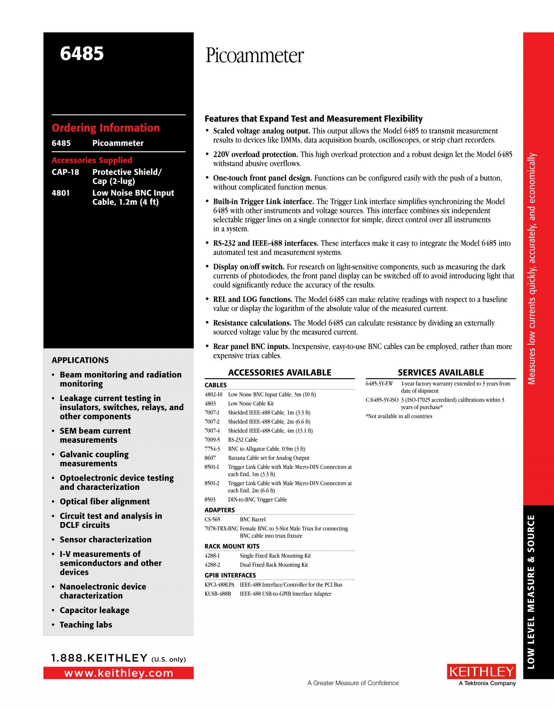 텍트로닉스 키슬리 TEKTRONIX Keithley 6487 피코암미터 (가격문의) : 굿맨시스템