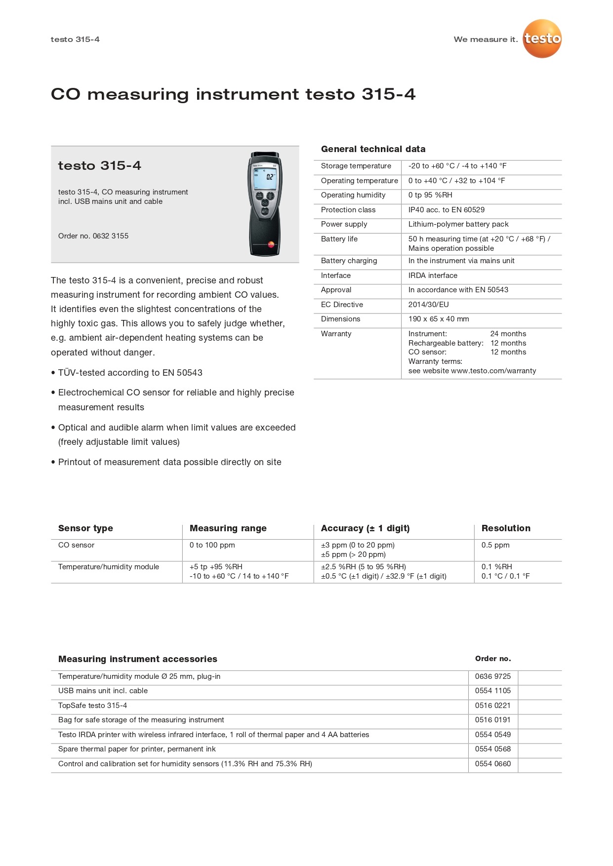 테스토 TESTO 315-3 & 315-4 CO/ CO2 측정기 (가격문의)