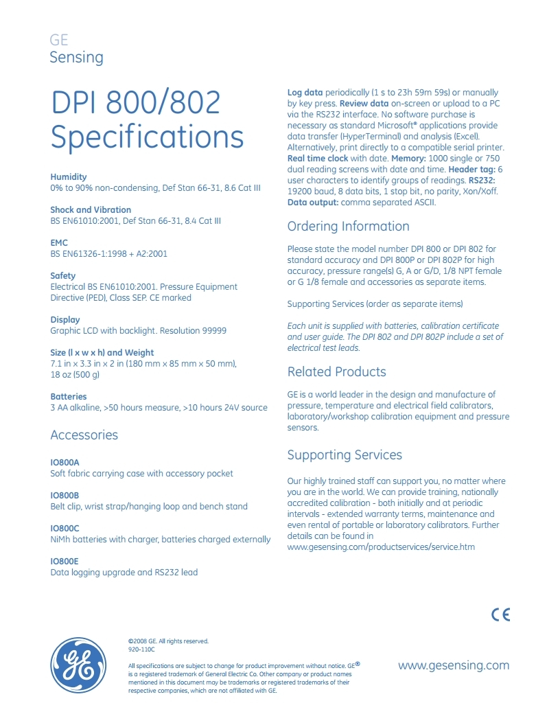 DRUCK 드럭 DPI800 – 압력 측정교정기(0.01%~0.1%) - 가격문의