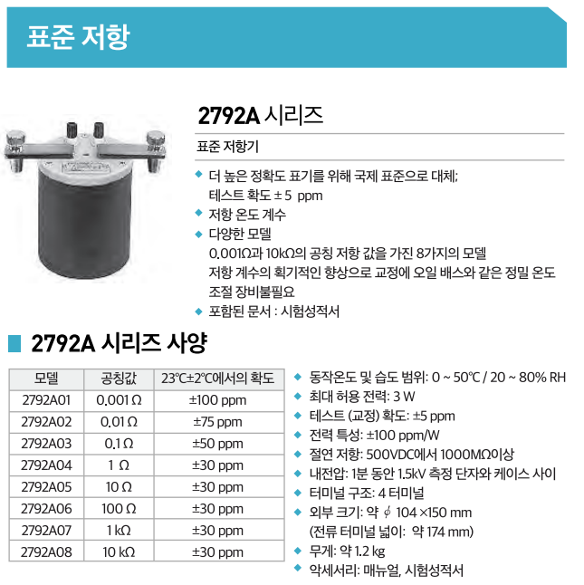 YOKOGAWA 요꼬가와 2792A 시리즈 표준저항기 ()