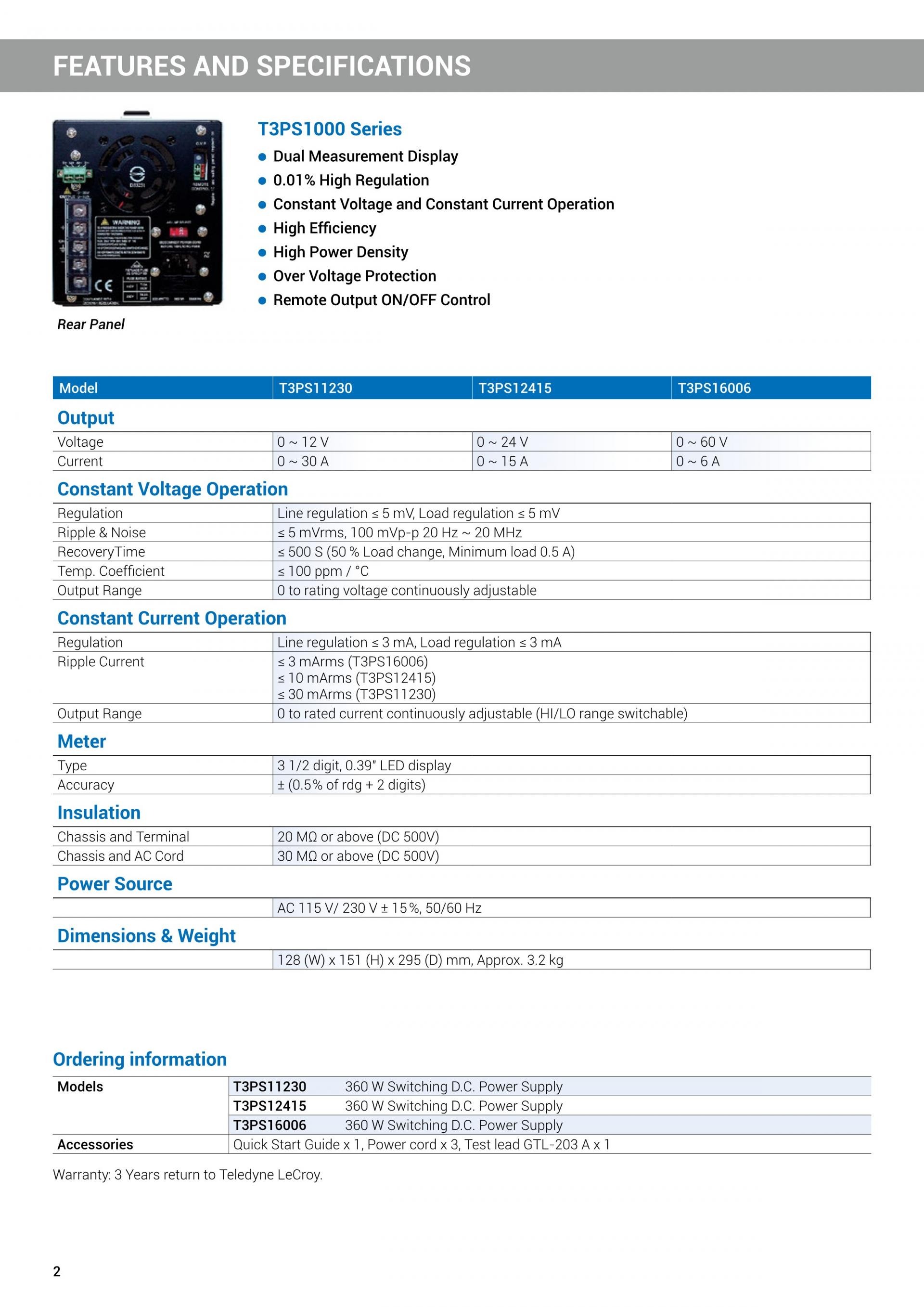 르크로이 LECROY T3PS | 시리즈 파워서플라이(가격문의) T3PS13206 T3PS23203 T3PS33203 T3PS43203 T3PS3000 T3PS36006 T3PS062001P T3PS60251P T3PS40381P 등