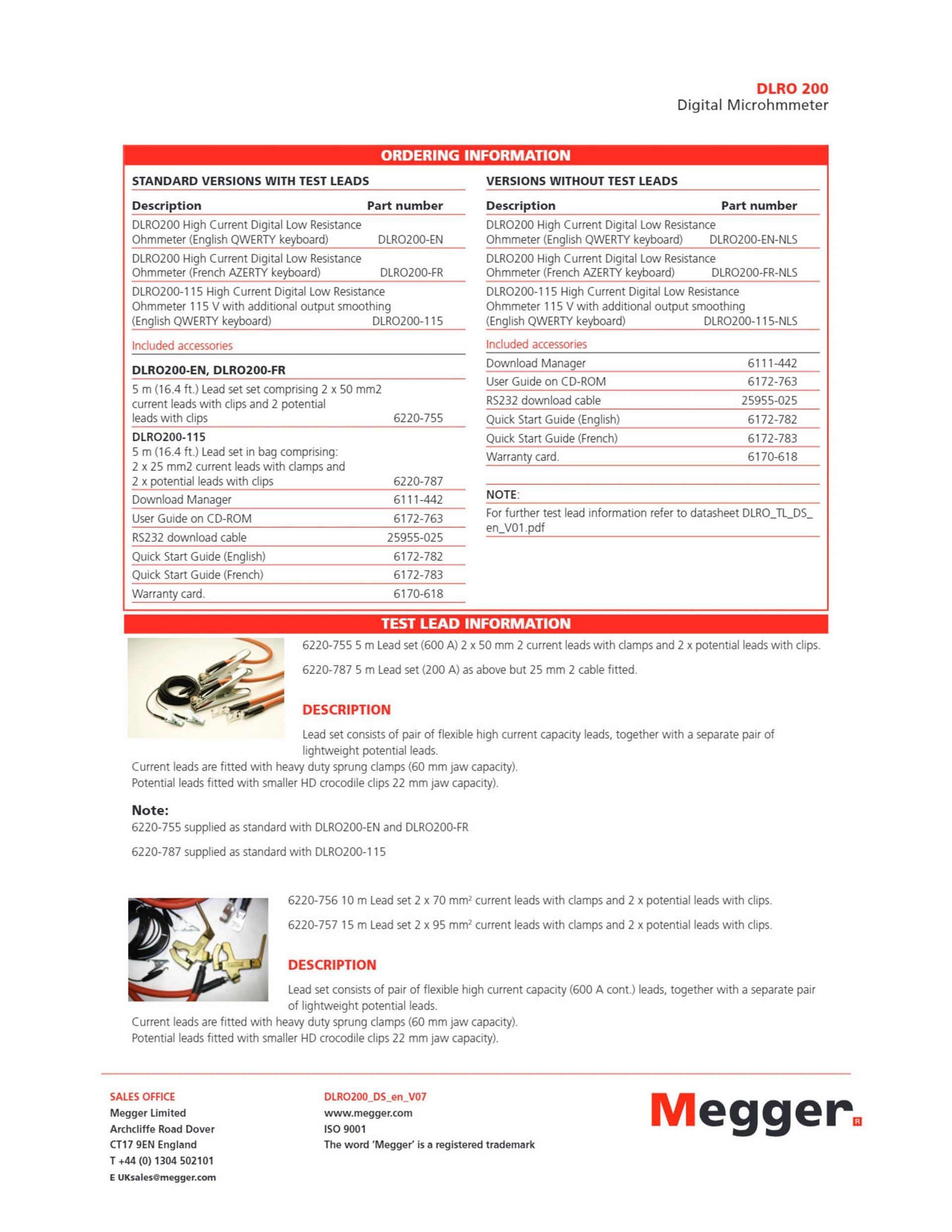 메거 MEGGER DLRO200 저저항 측정기 (가격문의)