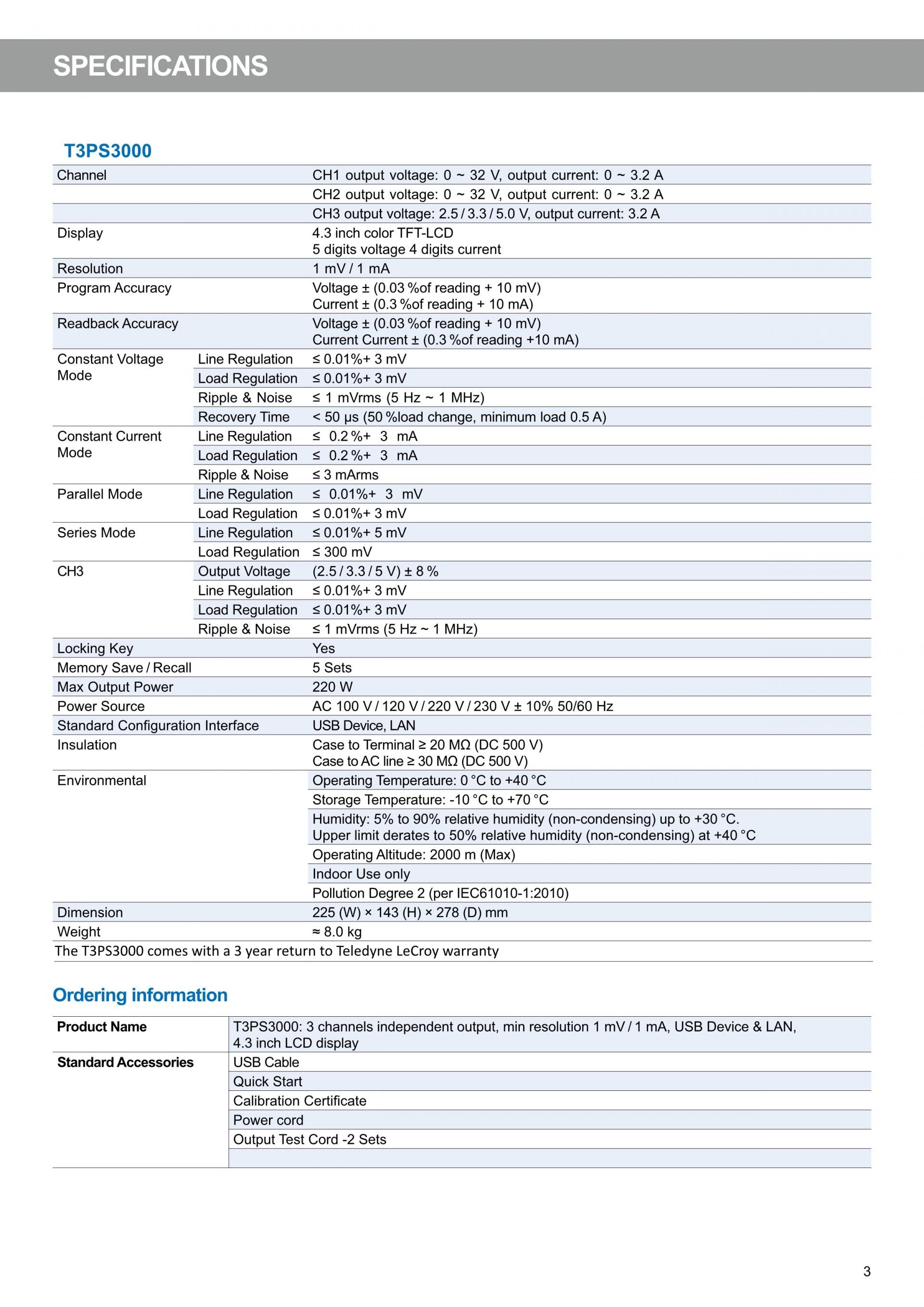 르크로이 LECROY T3PS | 시리즈 파워서플라이(가격문의) T3PS13206 T3PS23203 T3PS33203 T3PS43203 T3PS3000 T3PS36006 T3PS062001P T3PS60251P T3PS40381P 등