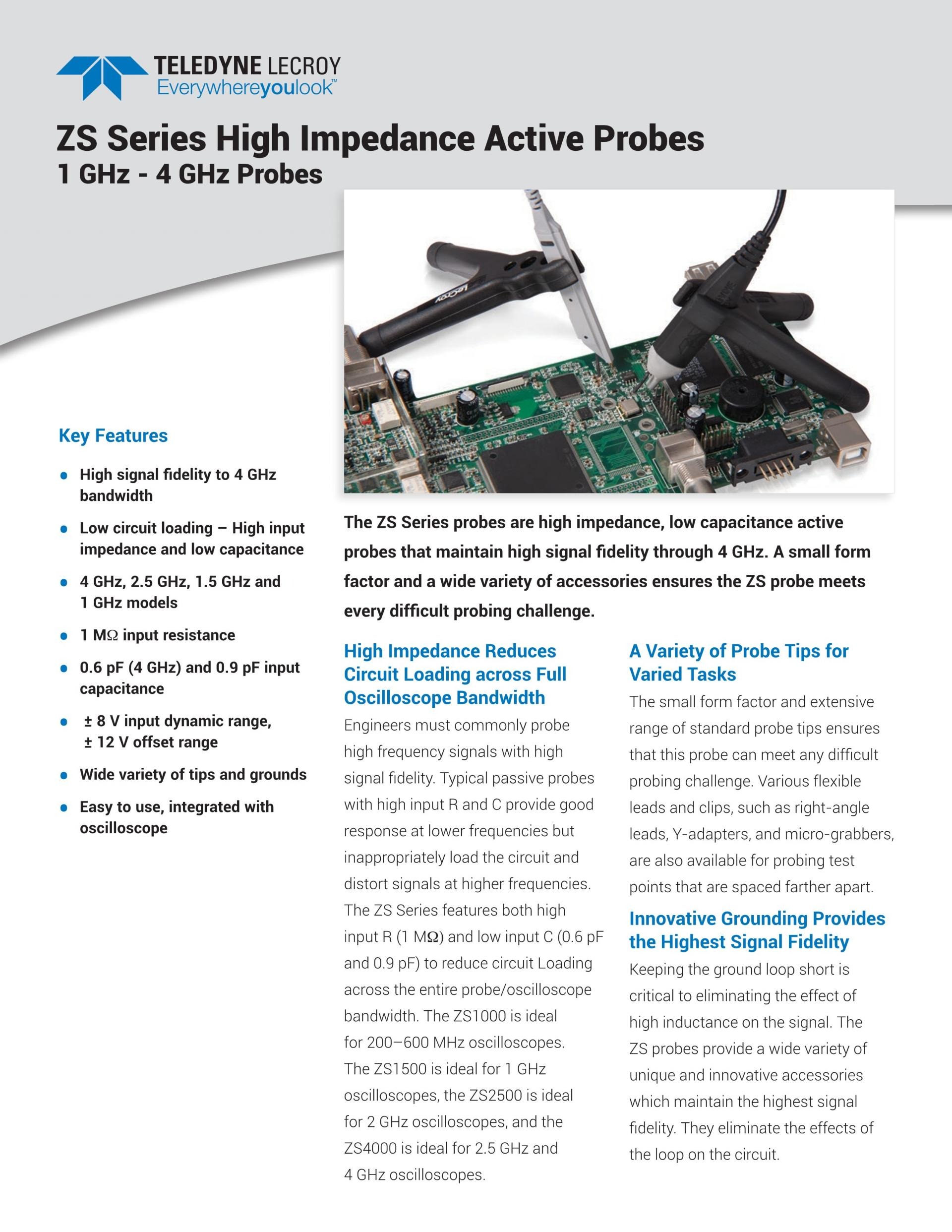 르크로이 LECROY ZS 능동 전압 프로브 (가격문의) ZS1000 – 굿맨시스템 (가격문의) / ZS1500 / ZS2500 / ZS4000