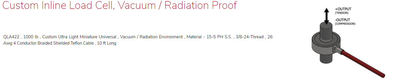 퓨텍 FUTEK QLA422 () Custom Inline Load Cell, Vacuum / Radiation Proof - QSH02163