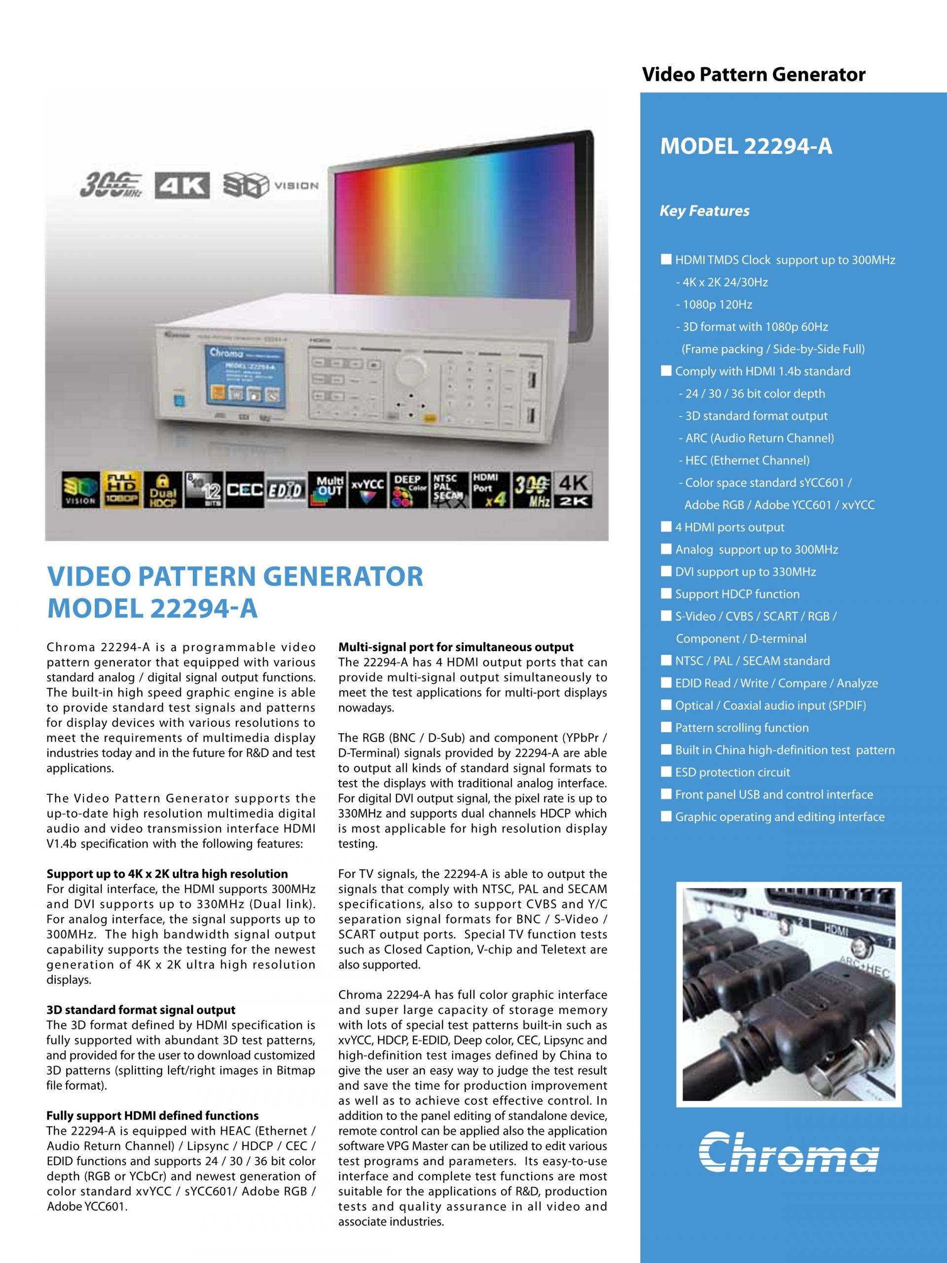 크로마 CHROMA Video Pattern Generator시리즈 2233-B/2234/2235/2238/2401/2402/2403/22294-A/23293-B/23294/ A223800 – /A223804/A223810/A223812 (가격문의)