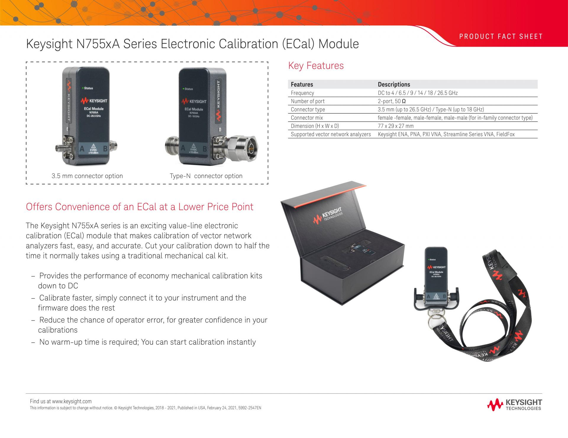 키사이트 KEYSIGHT N7554A (가격문의) 전자 교정 모듈(ECal) DC-18 GHz, 2-Port