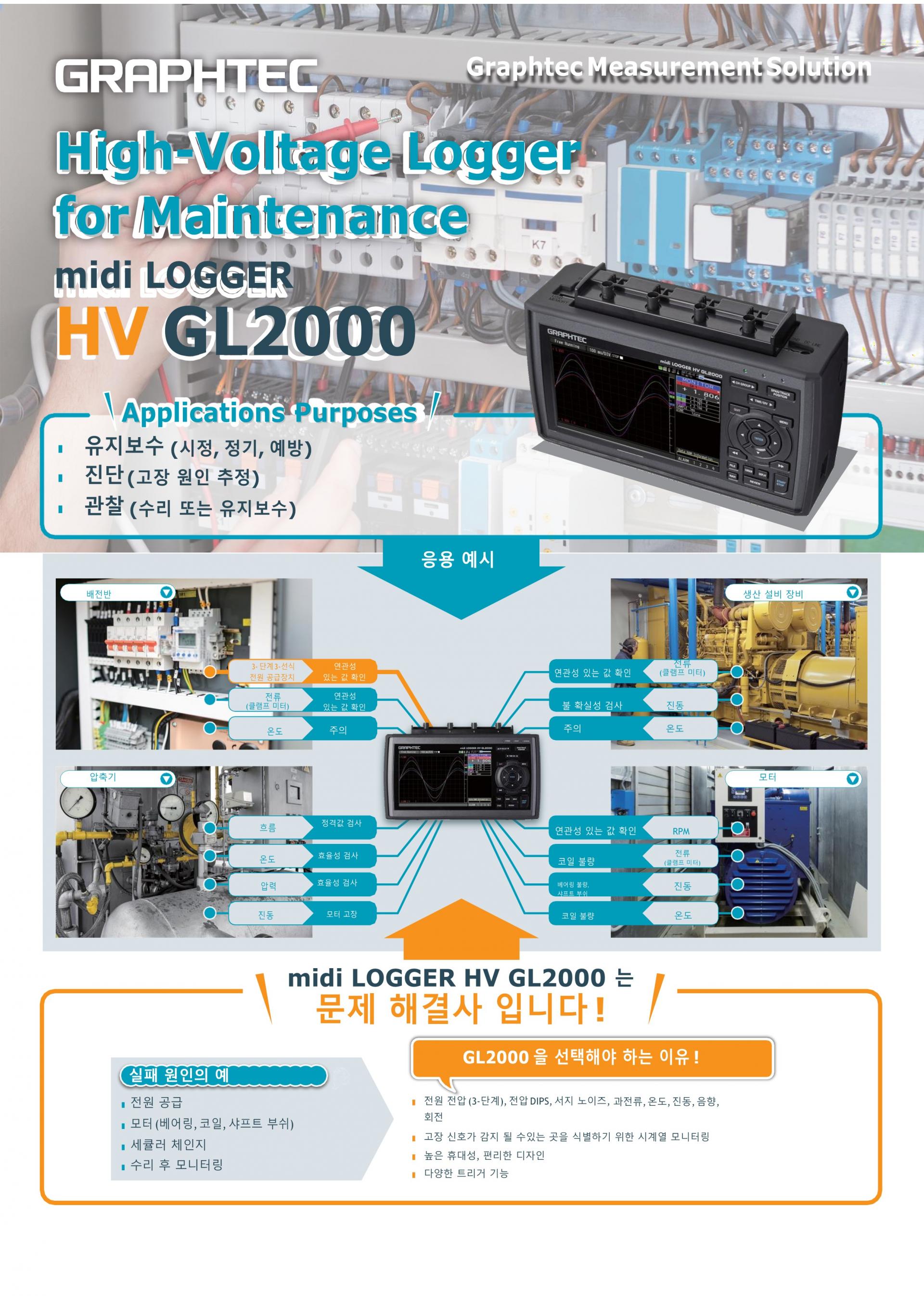 GRAPHTEC 그라프텍 GL2000 – 4채널 고속 고전압 데이터로거 - 가격문의