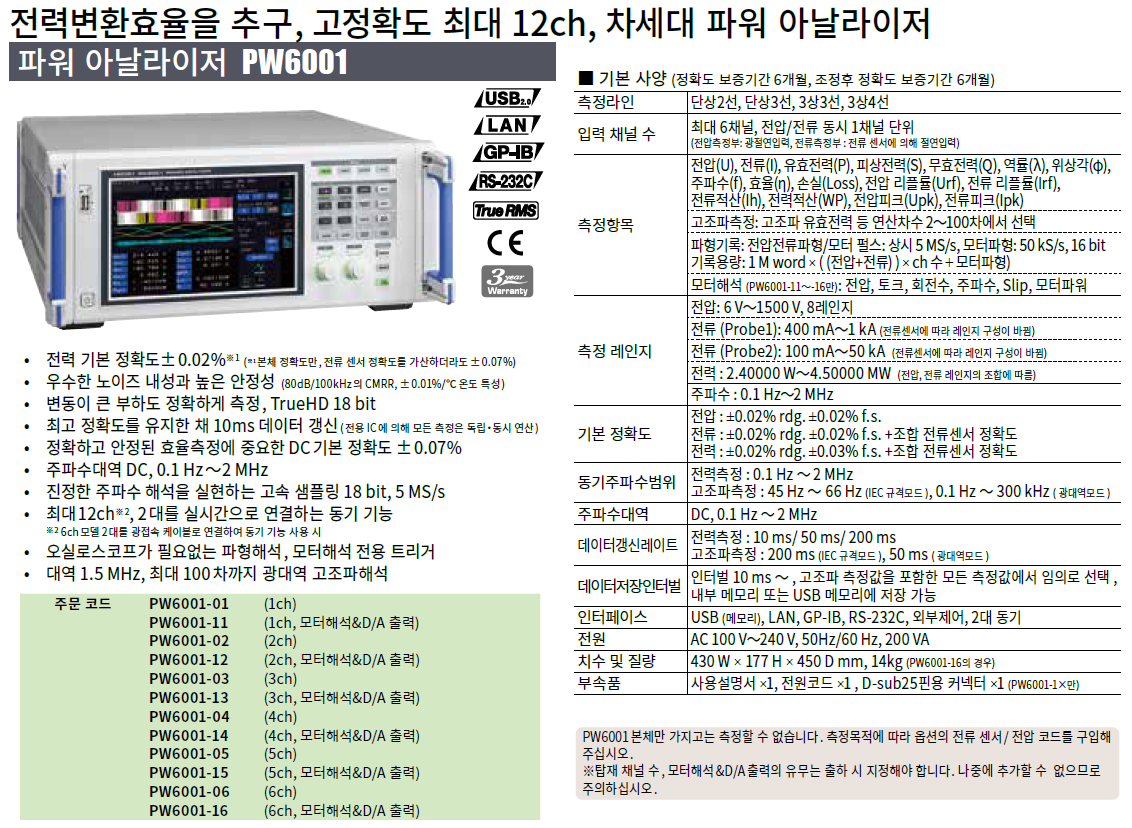 히오키 HIOKI PW6001 파워 아날라이저 – 굿맨시스템 ()