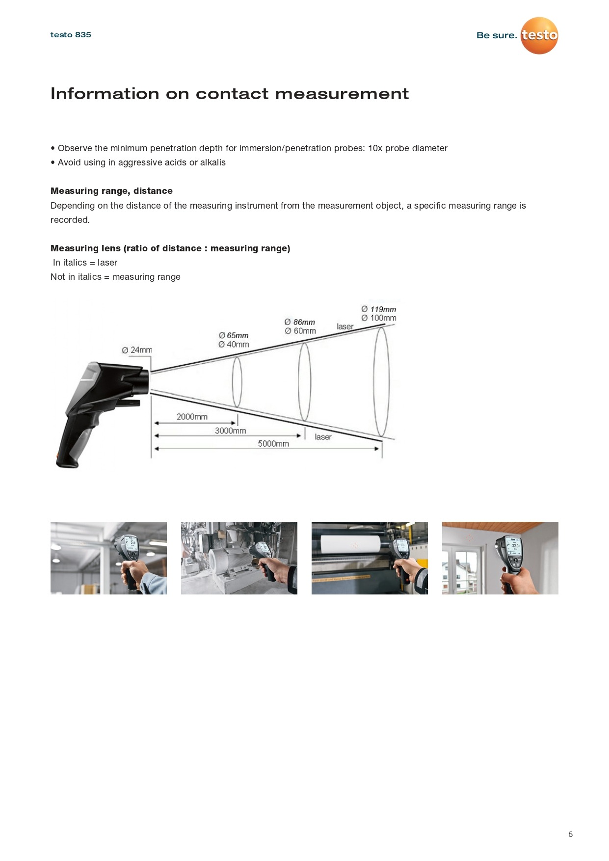 테스토 TESTO 835-T1 / 835-T2 / 835-H1 산업용 적외선 온도계 (시리즈별 가격문의)