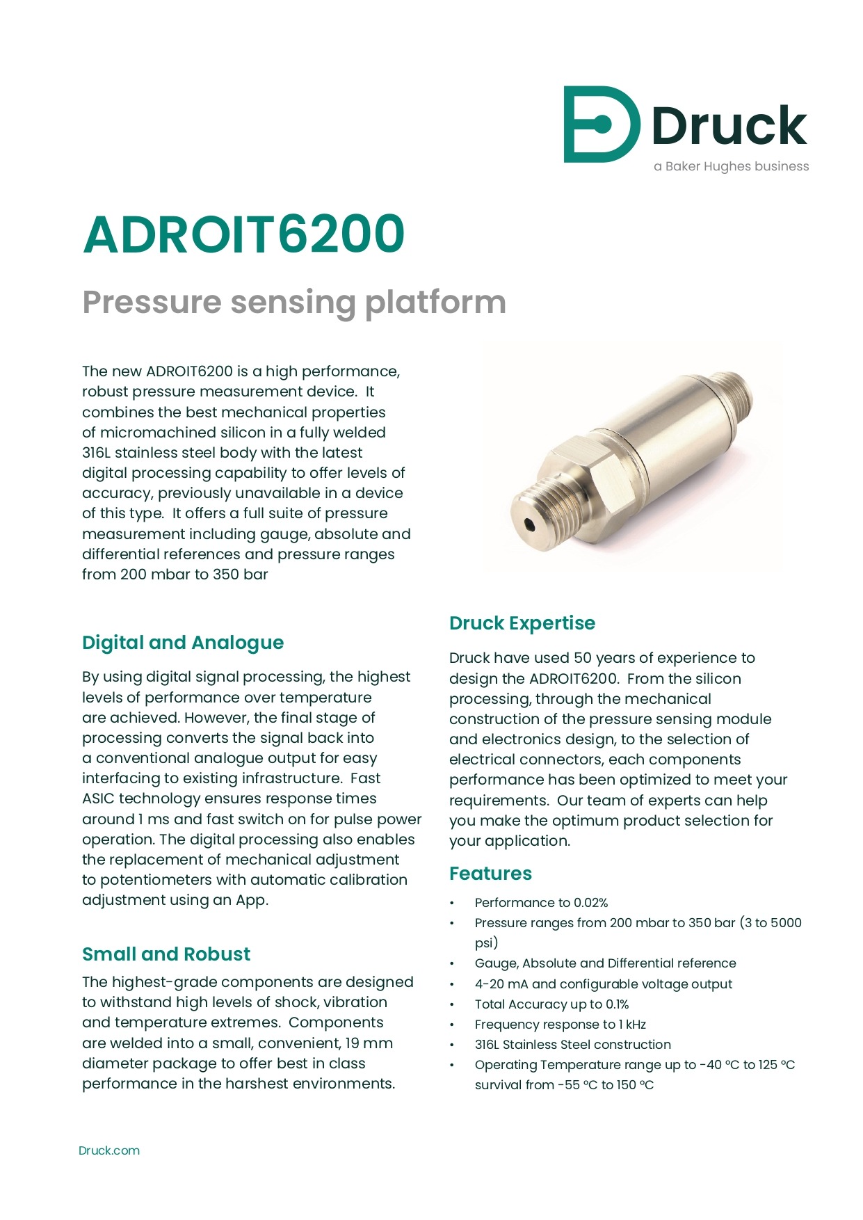 드럭 DRUCK ADROIT6200 – 하이브리드 압력센서 (가격문의)