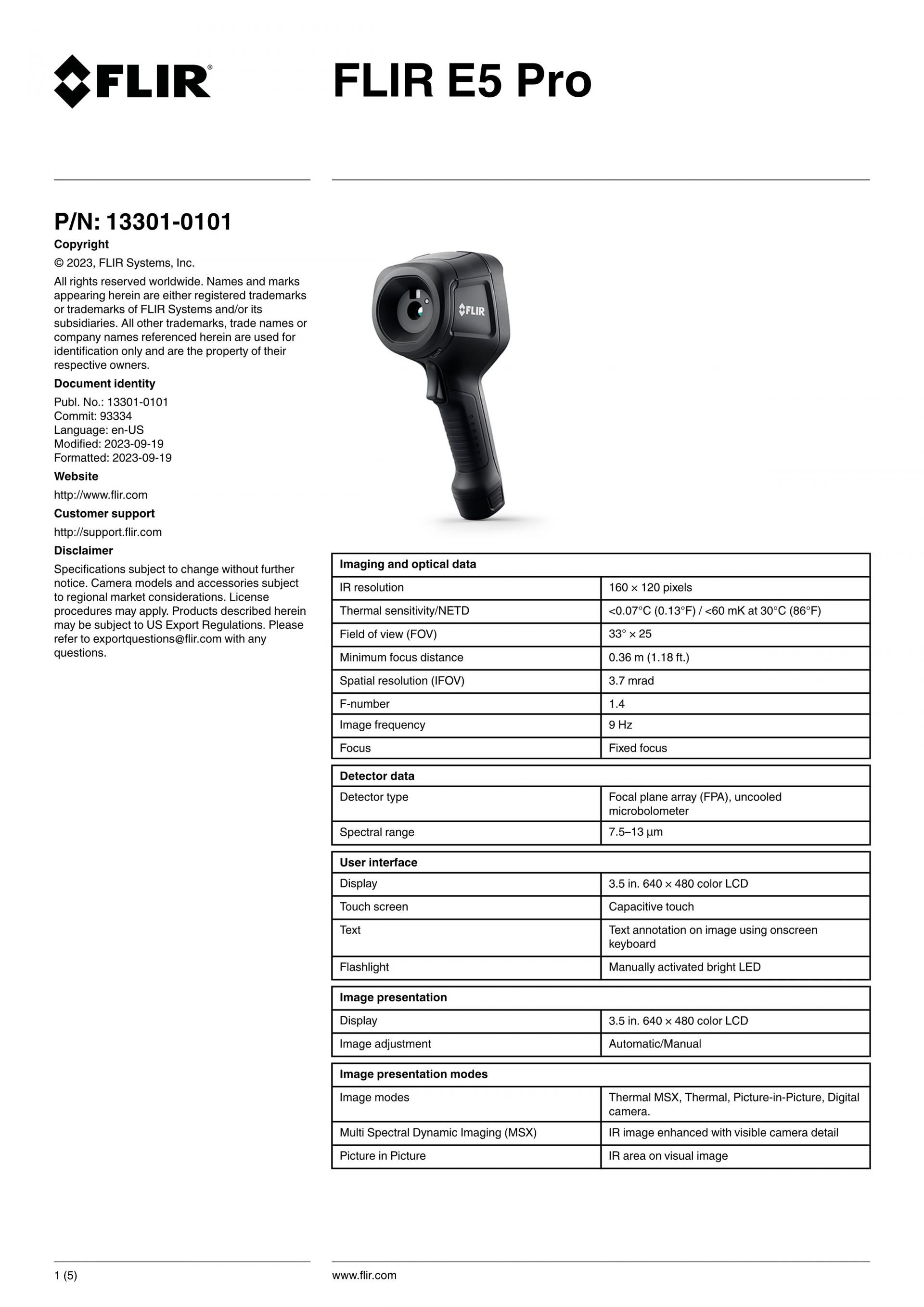 FLIR 플리어 E5 PRO Ignite™ Cloud가 포함된 Pro-시리즈 열화상 카메라 (가격문의)