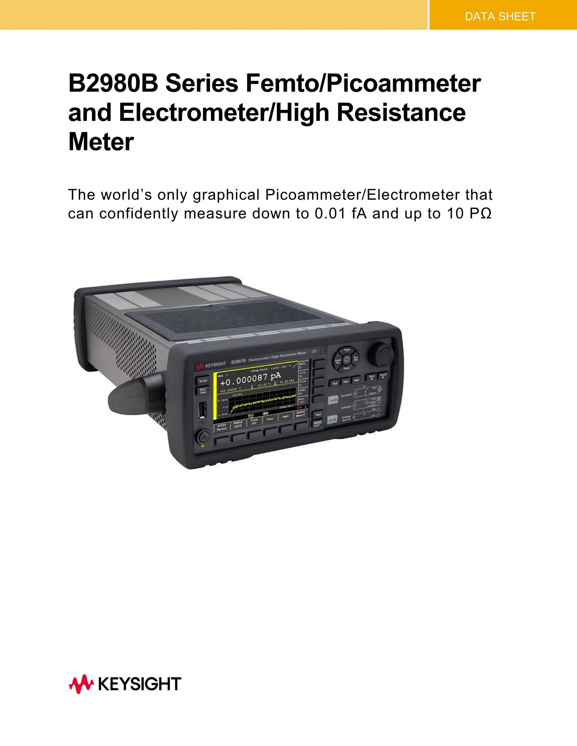 KEYSIGHT 키사이트 B2985B 전위계/고저항 미터, 0.01fA