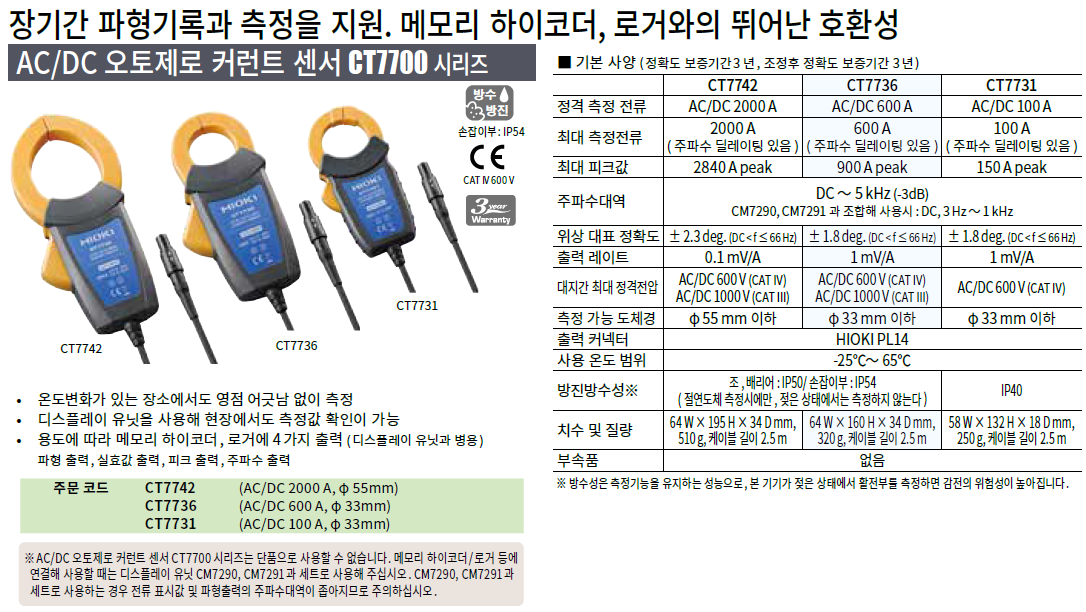 HIOKI 히오키 CT7731 AC/DC 오토 제로 커런트 센서 – 굿맨시스템 ()