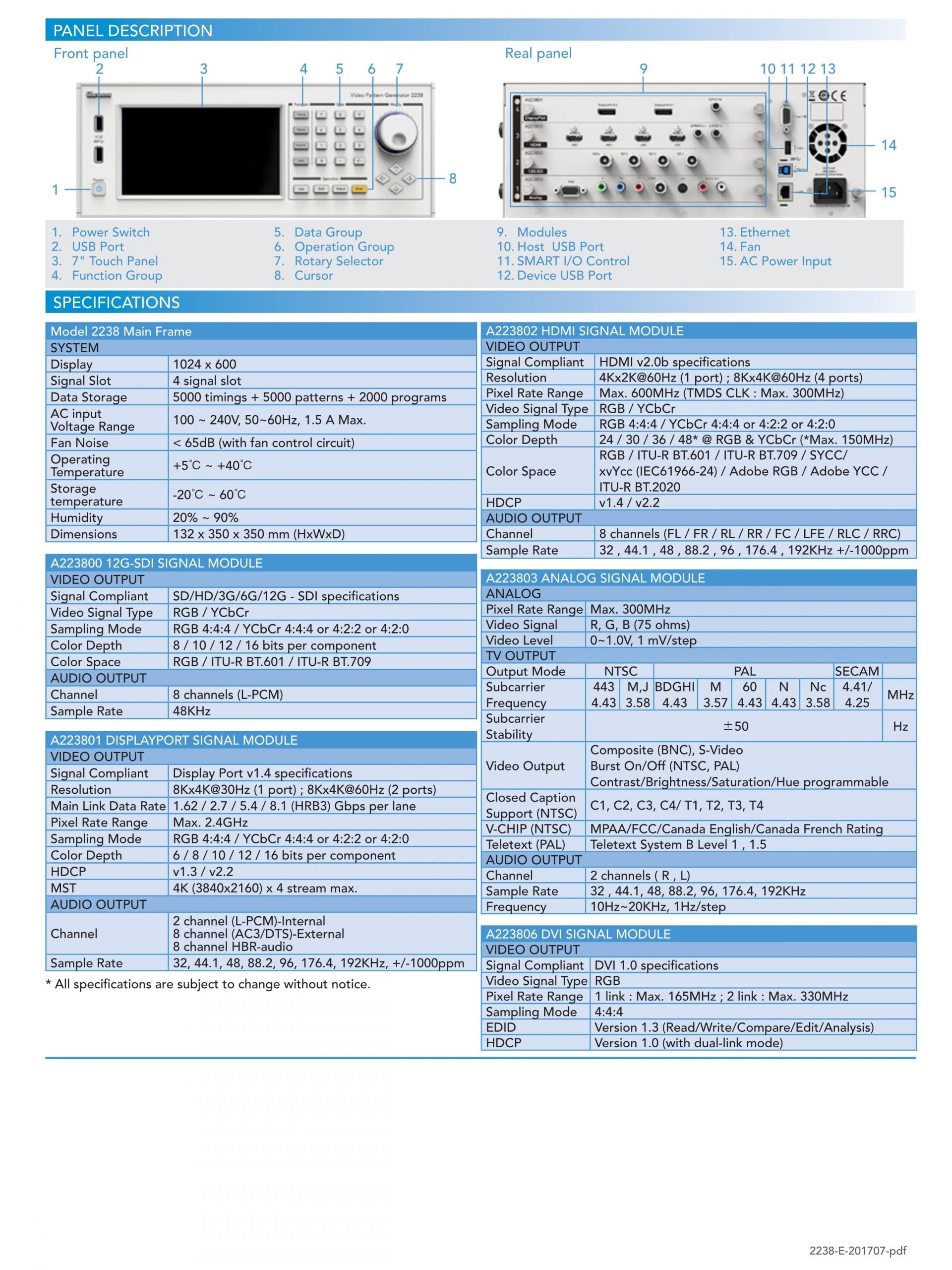 크로마 CHROMA Video Pattern Generator시리즈 2233-B/2234/2235/2238/2401/2402/2403/22294-A/23293-B/23294/ A223800 – /A223804/A223810/A223812 (가격문의)