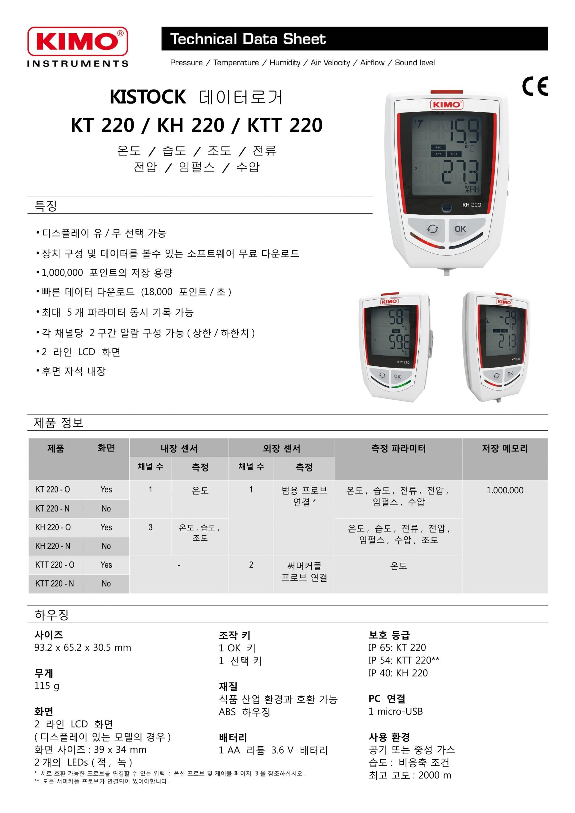 키모 KIMO KT220 온도 / 습도 데이터로거 – 굿맨시스템 ()