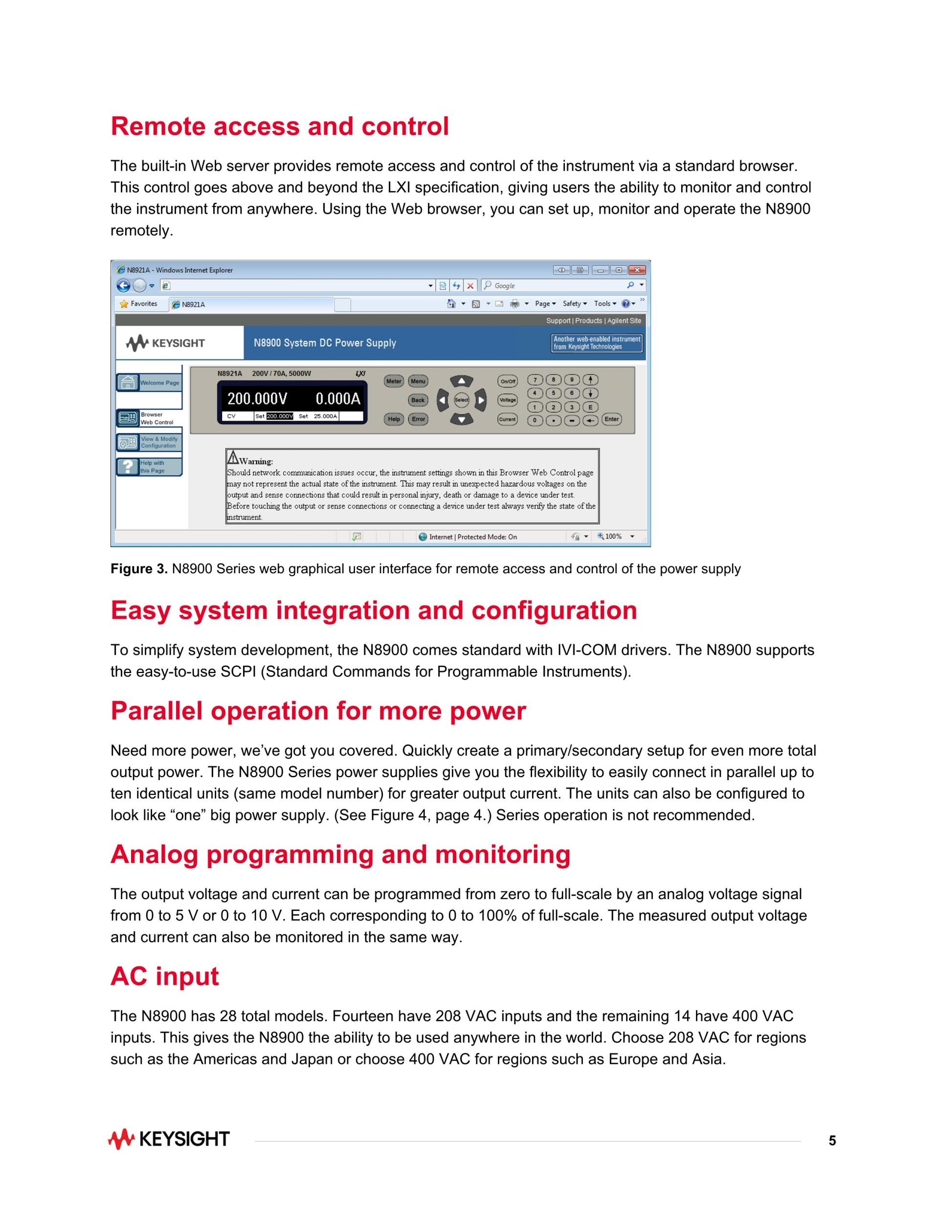 KEYSIGHT 키사이트 N8928A (가격문의) 자동 범위 조정 시스템 DC 전원 공급기, 500V, 60A, 10000W, 208VAC