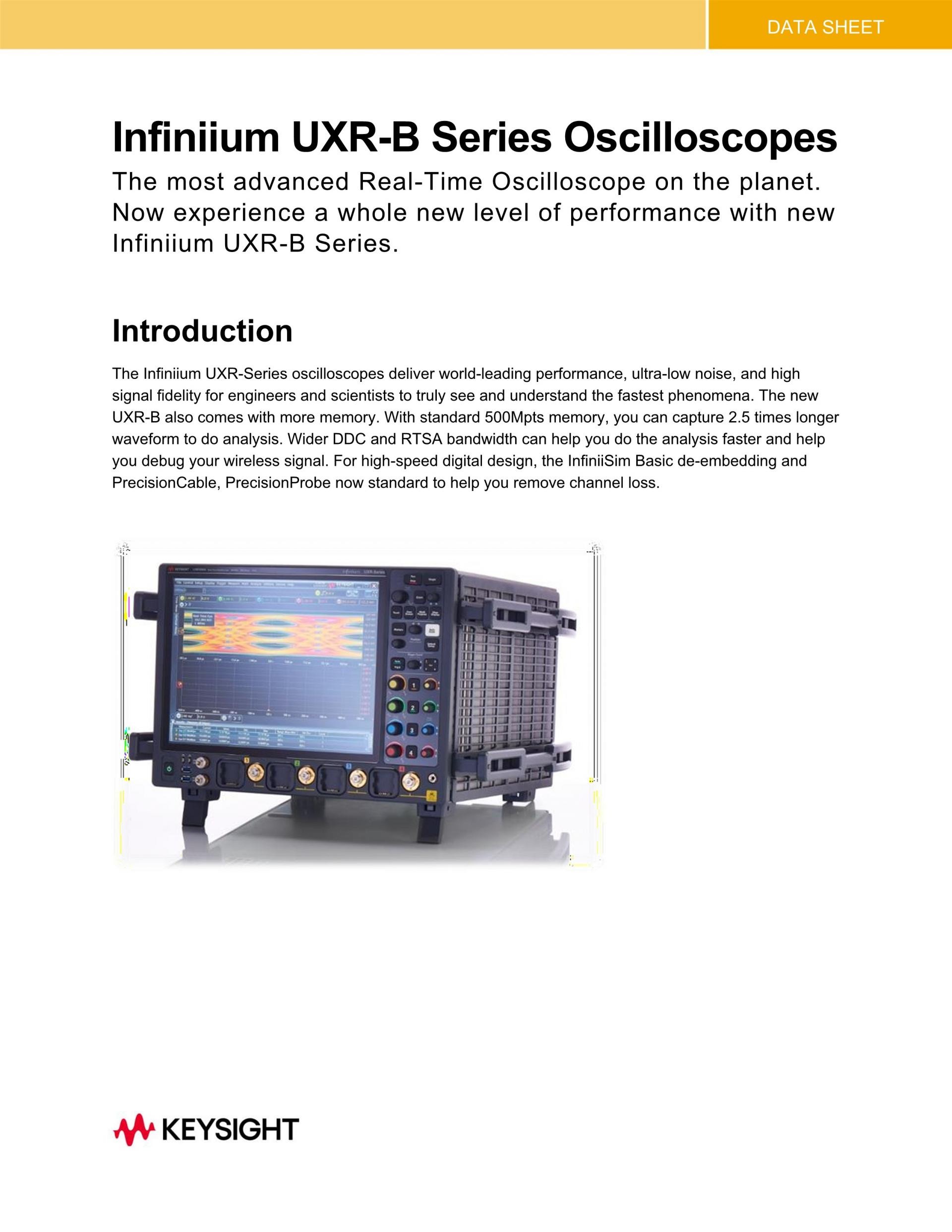 키사이트 KEYSIGHT UXR0051BP Infiniium UXR-시리즈 오실로스코프: 5 GHz, 1채널, 1mm 입력 ...