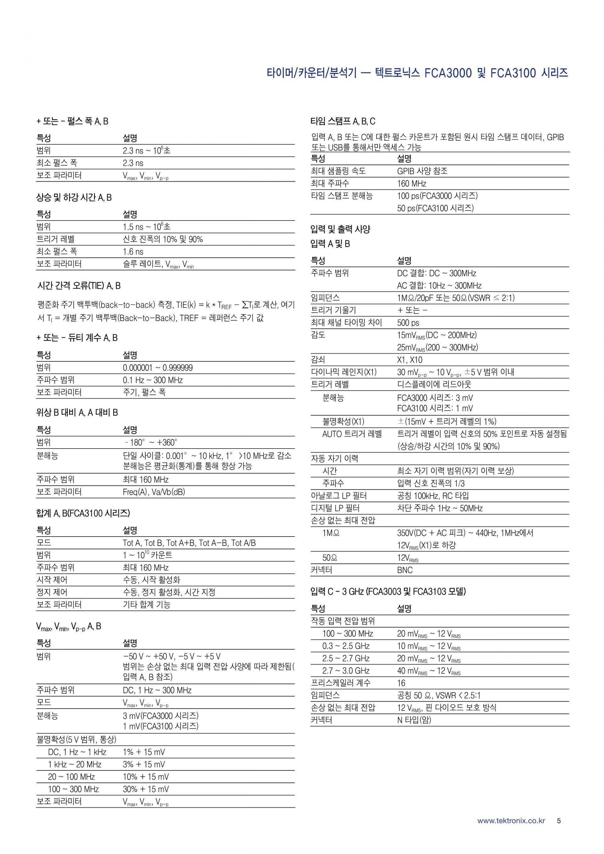 TEKTRONIX 텍트로닉스 FCA3000 & FCA3100 주파수 카운터 시리즈 3000 / 3003 / 3020 / 3100 ...