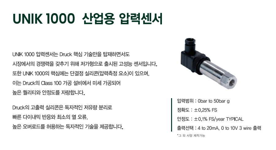 드럭 DRUCK UNIK1000 산업용 압력센서 – 굿맨시스템 ()