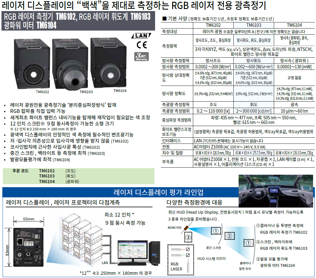 히오키 HIOKI TM6102 – RGB 레이저 측정기 ()