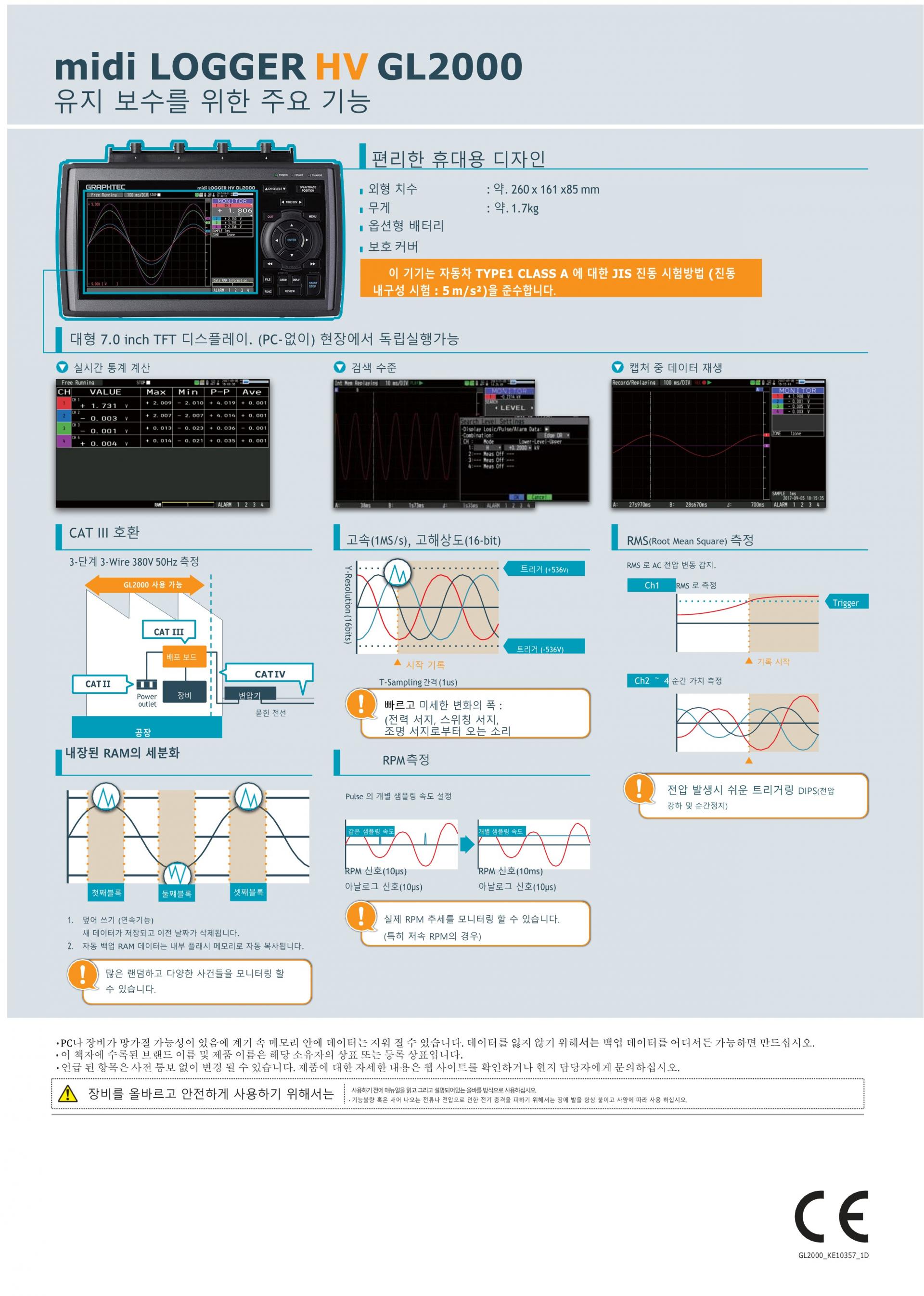 GRAPHTEC 그라프텍 GL2000 – 4채널 고속 고전압 데이터로거 - 가격문의