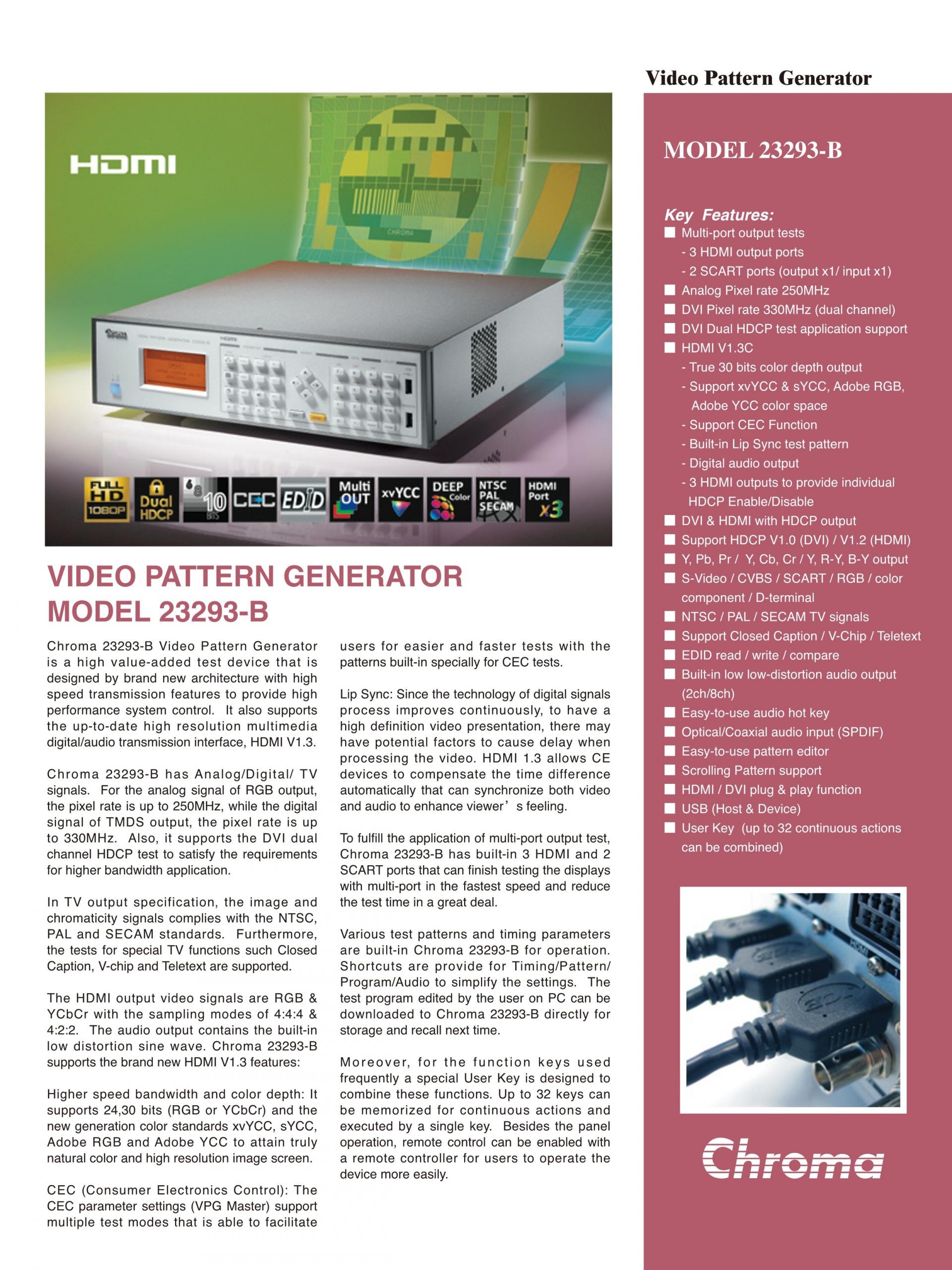 크로마 CHROMA Video Pattern Generator시리즈 2233-B/2234/2235/2238/2401/2402/2403/22294-A/23293-B/23294/ A223800 – /A223804/A223810/A223812 (가격문의)