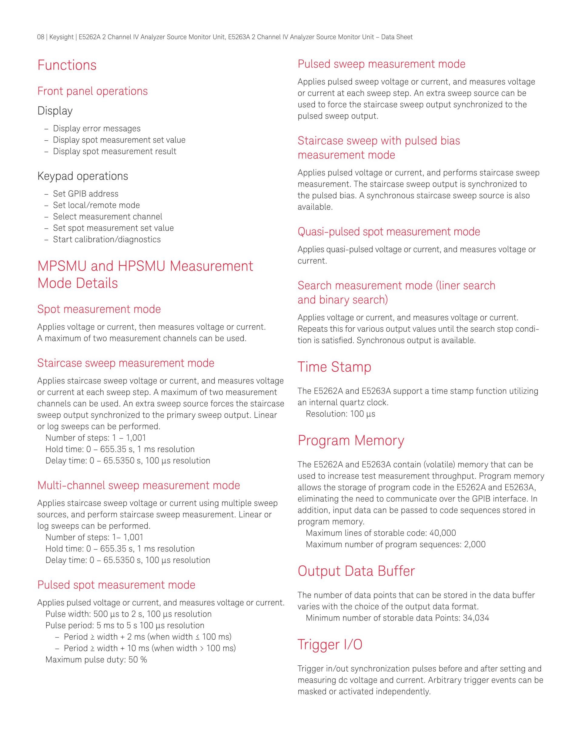 키사이트 KEYSIGHT E5262A 2 채널 IV 분석기 / 소스 모니터 유닛(두 개의 중간 전력 SMU) (가격문의)
